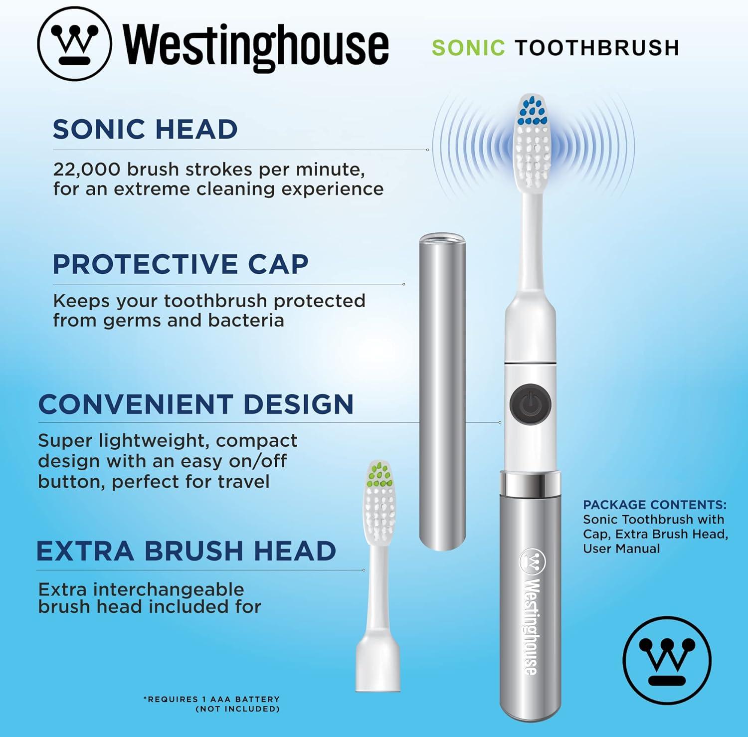 Westinghouse Electric Toothbrush Multipack with 6 Brush Heads Sonic