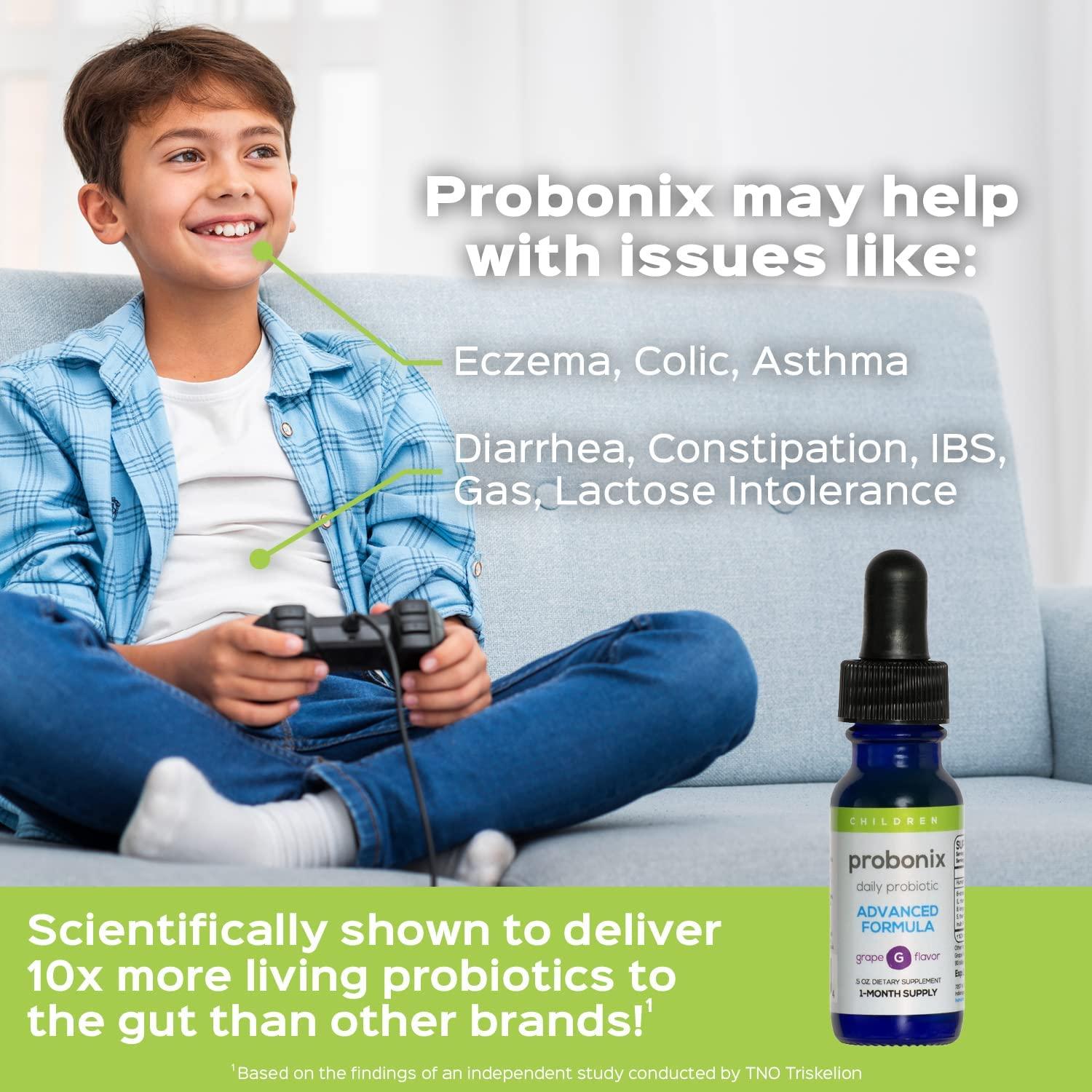 Probonix Advanced Kids Probiotic for Children, ExtraStrength Organic, NonGMO Liquid Probiotic