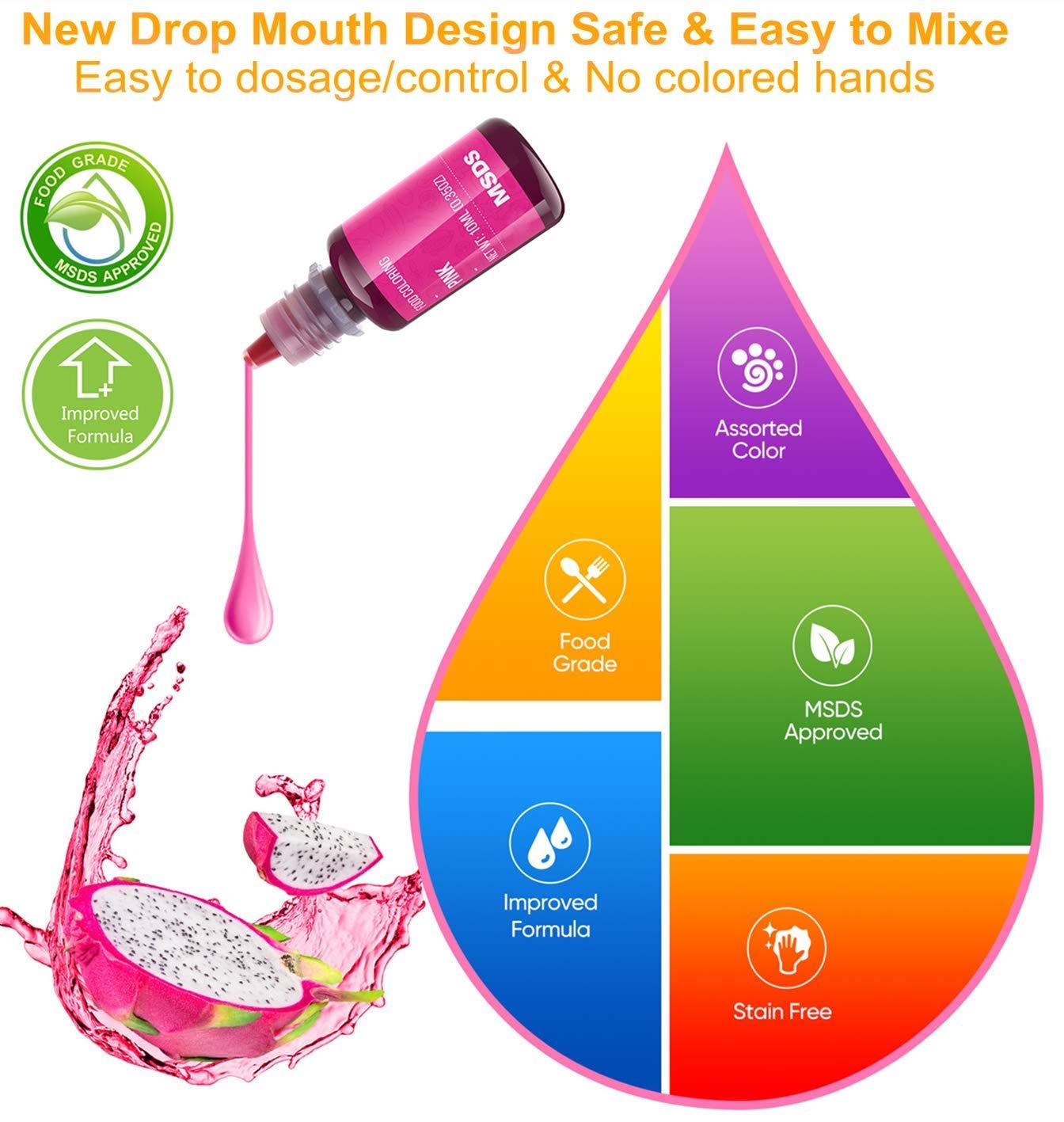 ValueTalks Food Coloring 12 Color X10 ml Food Grade Vibrant Liquid Food Color Dye Flavorless Vegan-free Icing Colors for Baking Icing Cake Decorating
