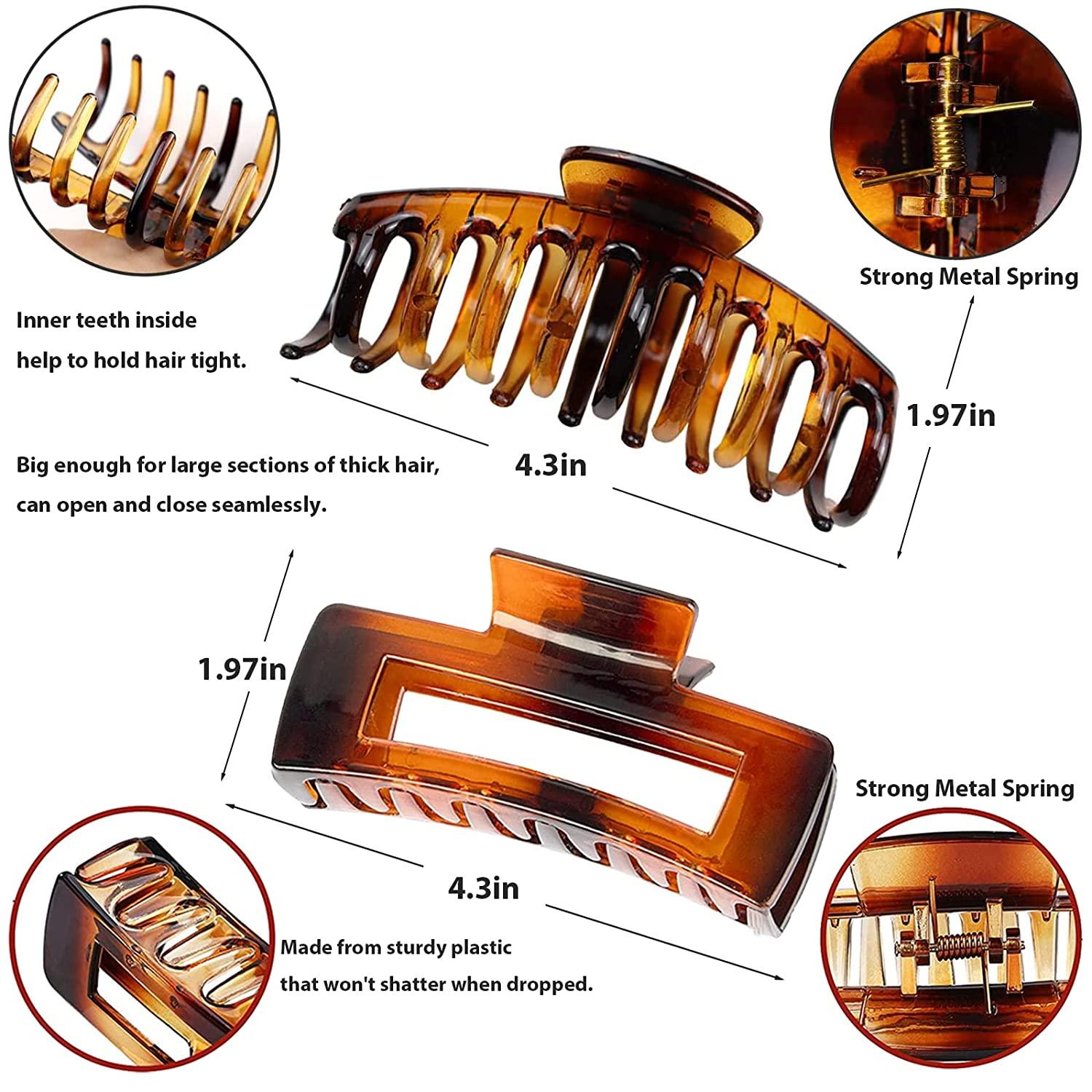 Large Hair Claw Clips 8 Pack Hair Clips, Big Rectangular Claw Clips 2