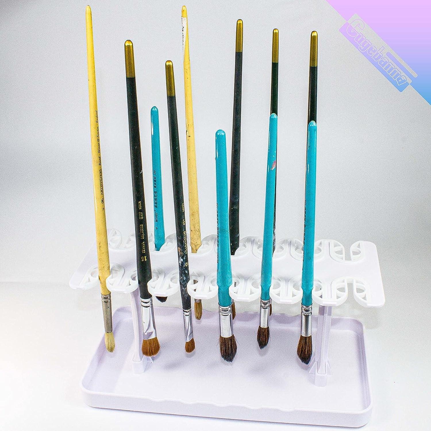 CUGEBANNA Plastic Artist Paint Brush Drying Rack Holds 14 Brushes