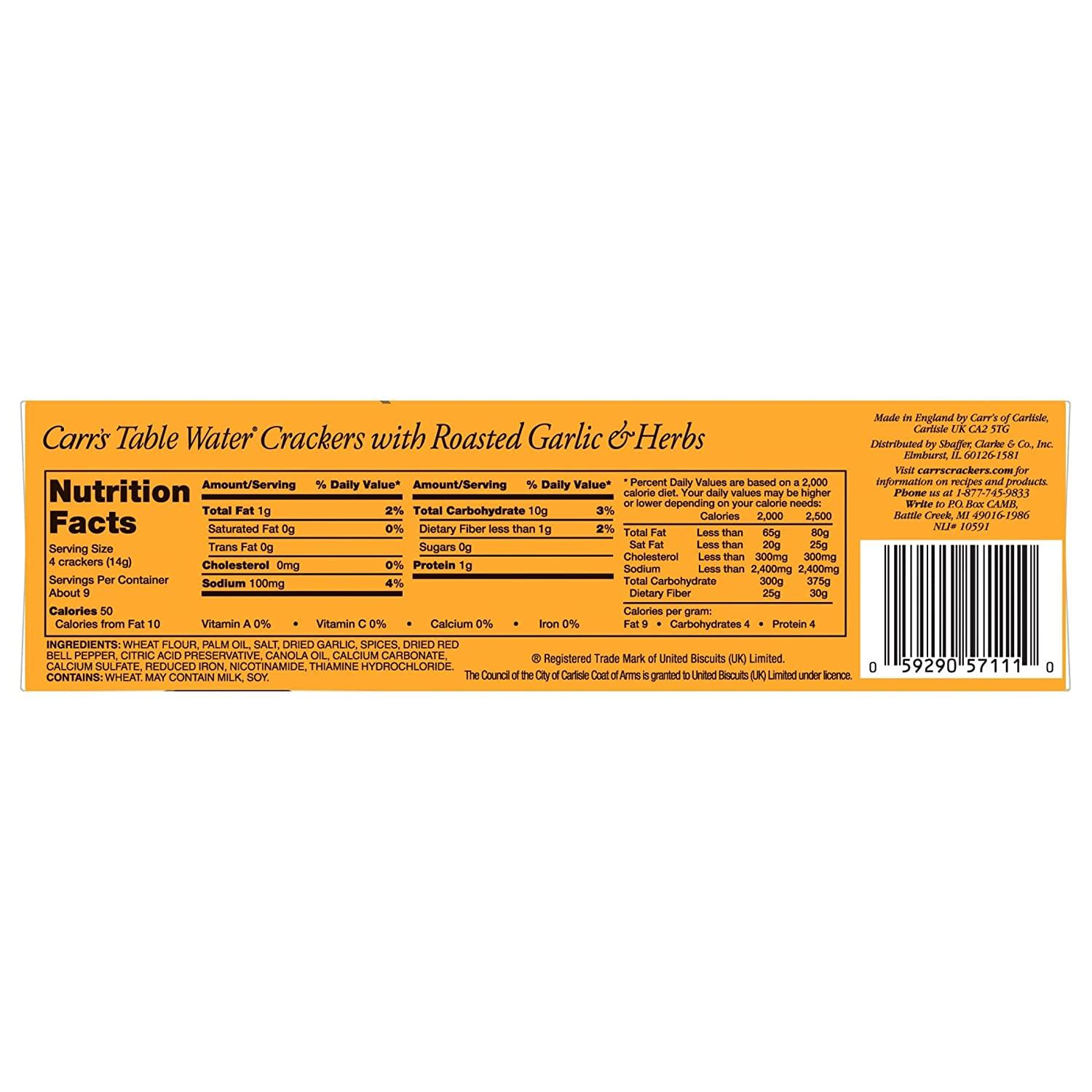 Carr's Table Water Crackers, Baked Snack Crackers, Party Snacks