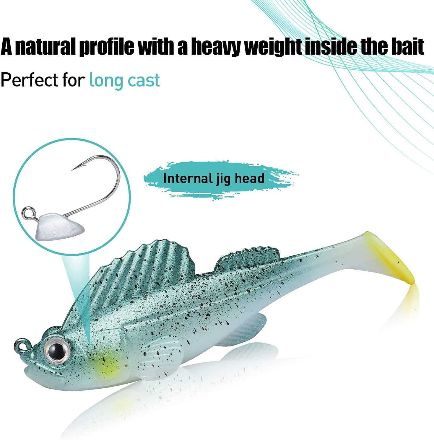 TRUSCEND Weedless Soft Fishing Lures for Bass Pre-Rigged Swimbait with BKK  Hook Paddle Tail Fishing Baits for Freshwater Jighead Lures TPE Swimbaits  Bass Trout Crappie Walleye Pike Fishing Jigs A-2.8-0.4oz