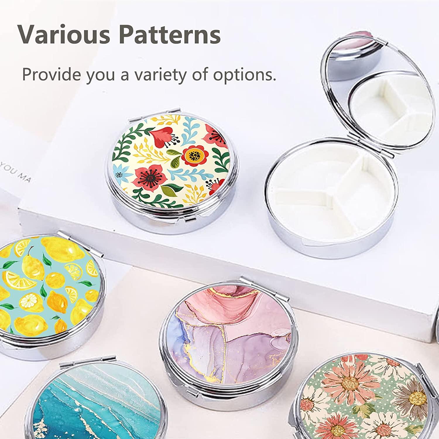 Pill Box for Purse, Small Pill Case, Acedada Round Cute Mini Pill