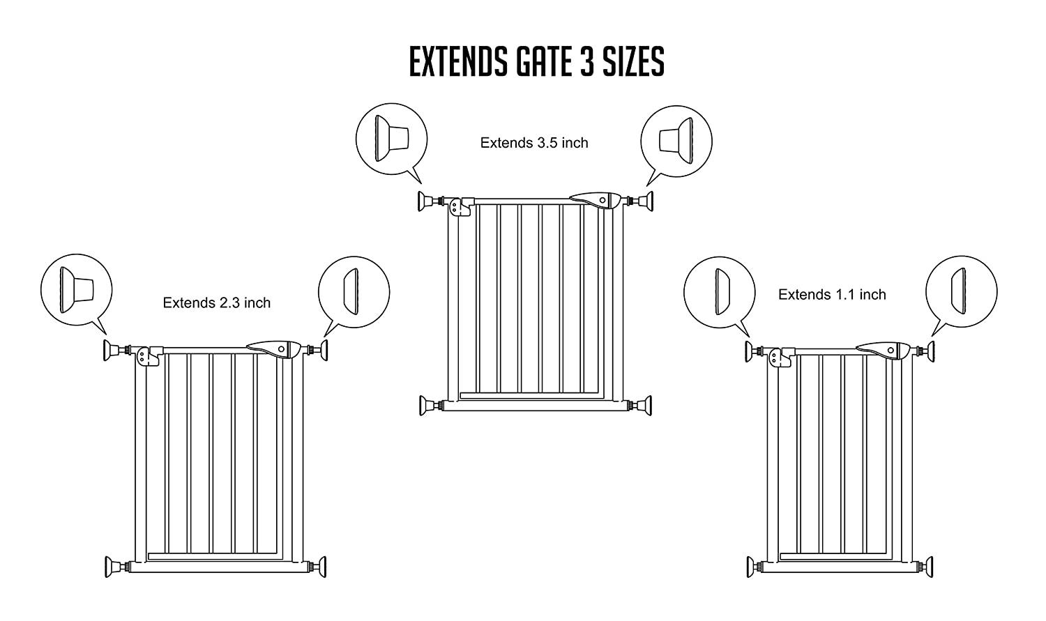 Baby Gate Extender Wall Protector Pressure Mounted Gates Extension Kit Extends 1.13.5 inches