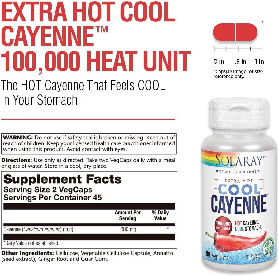 Solaray Extra Hot Cool Cayenne 100,000 HU Healthy Digestion