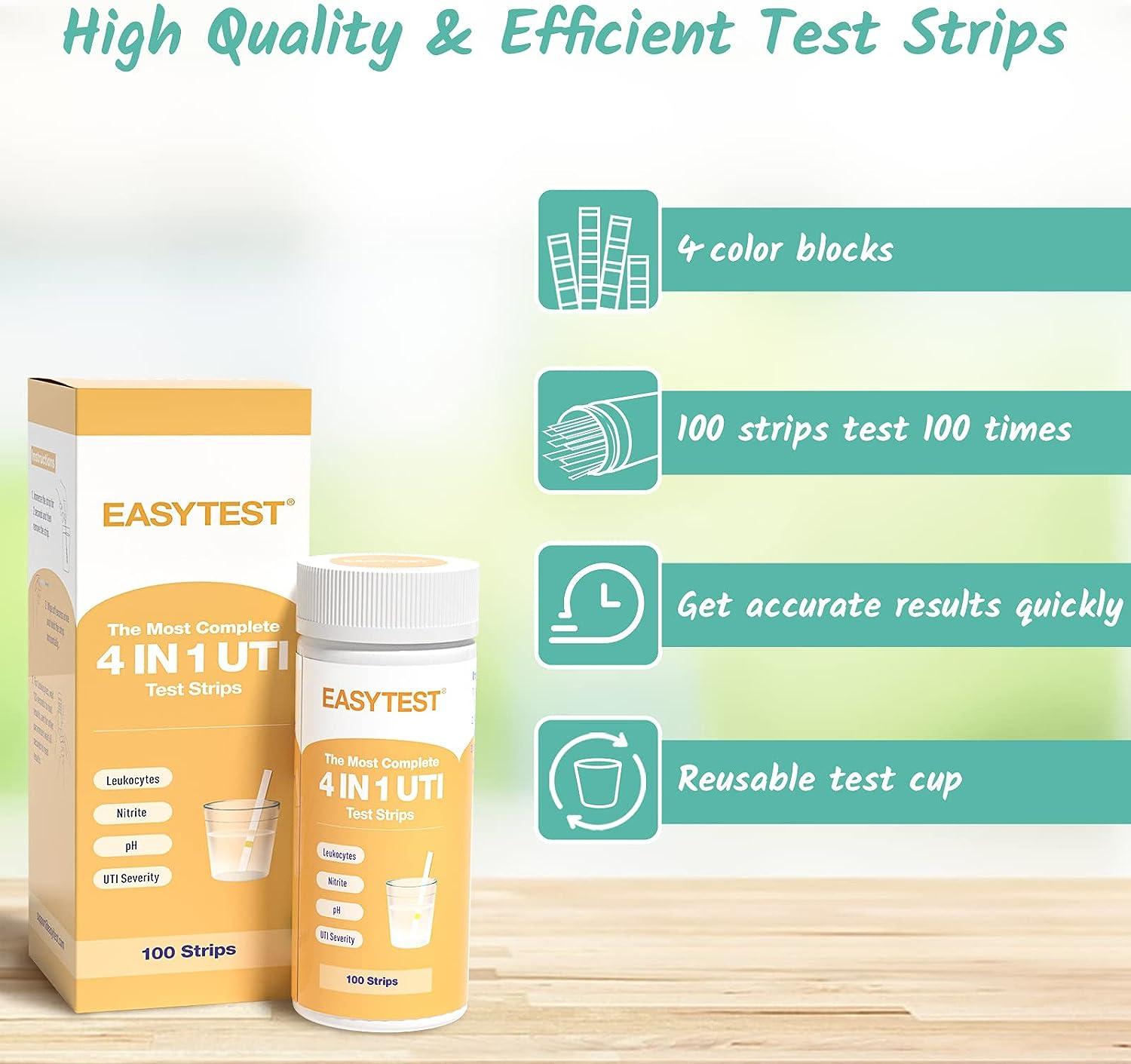 UTI Test Strips for Women 4in1 + 100 Strips Easy & Accurate