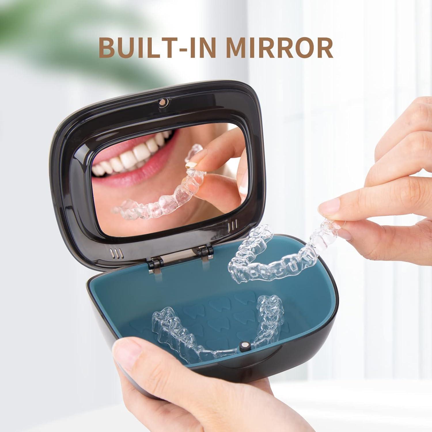 Complete Clean Care Denture Retainer Container Denture Bath Case Denture Box With Mesh Layer