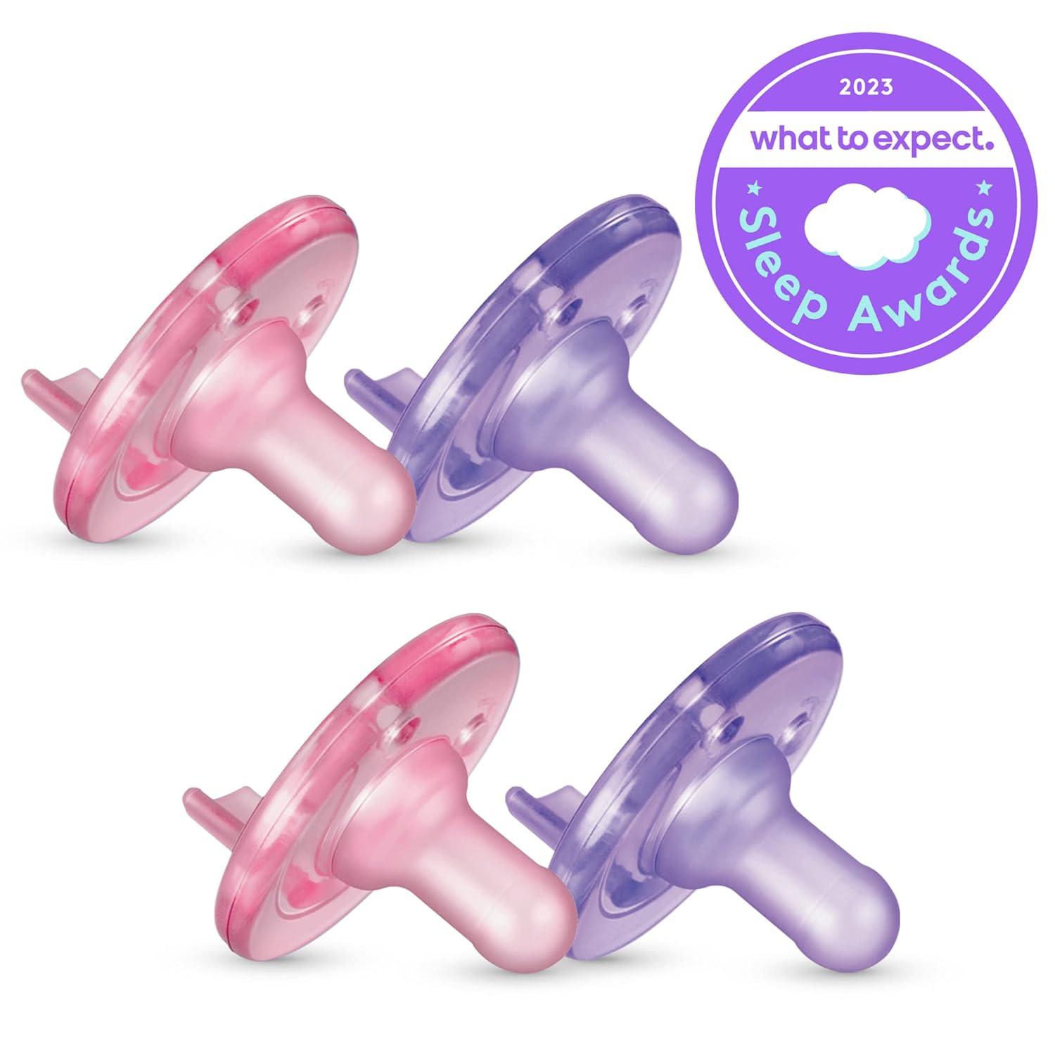 Philips Avent Soothie Pacifiers Pink/Purple 0-3 Months Count