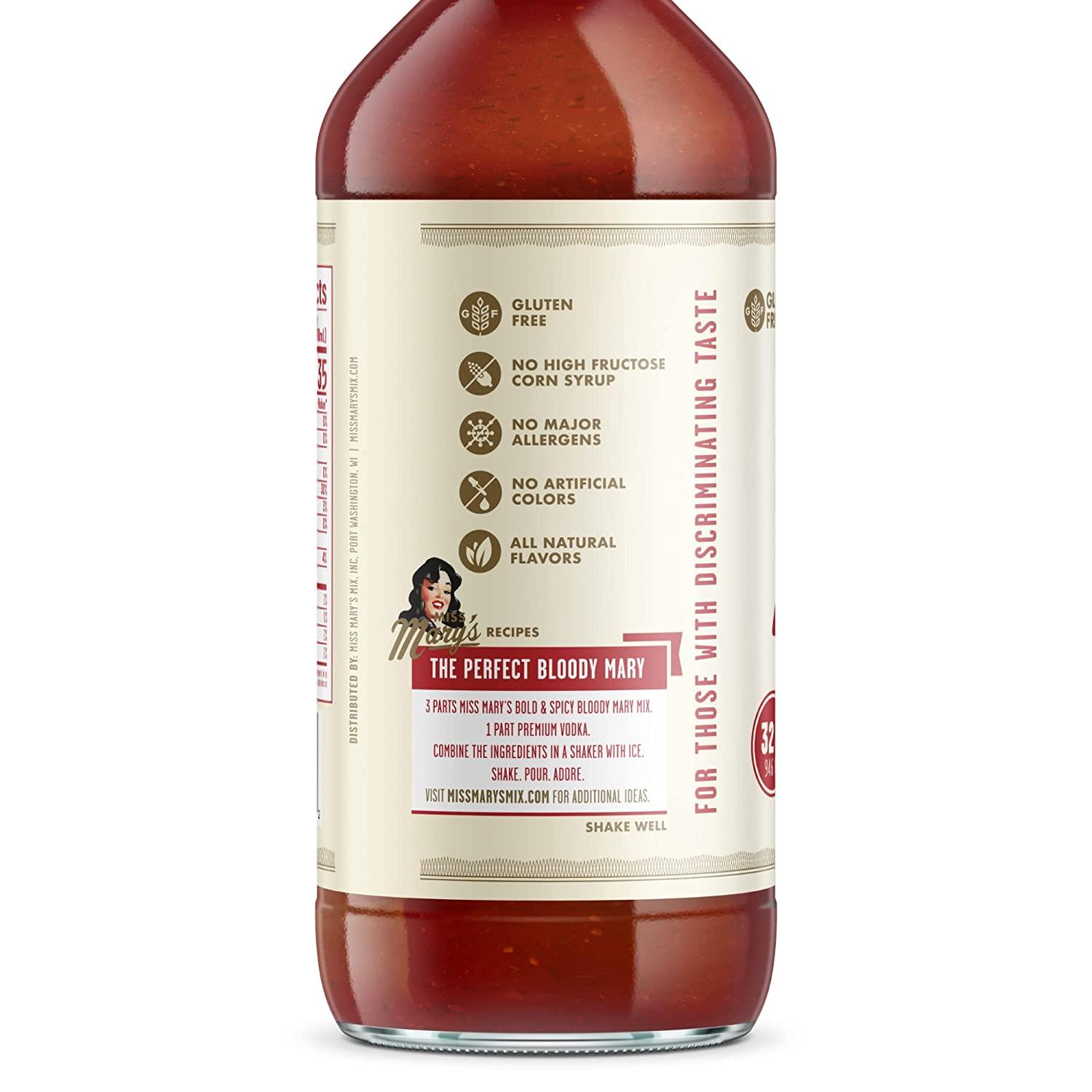 Miss Mary's Bloody Mary Mix, Low Sugar Drink Mixer, All Natural