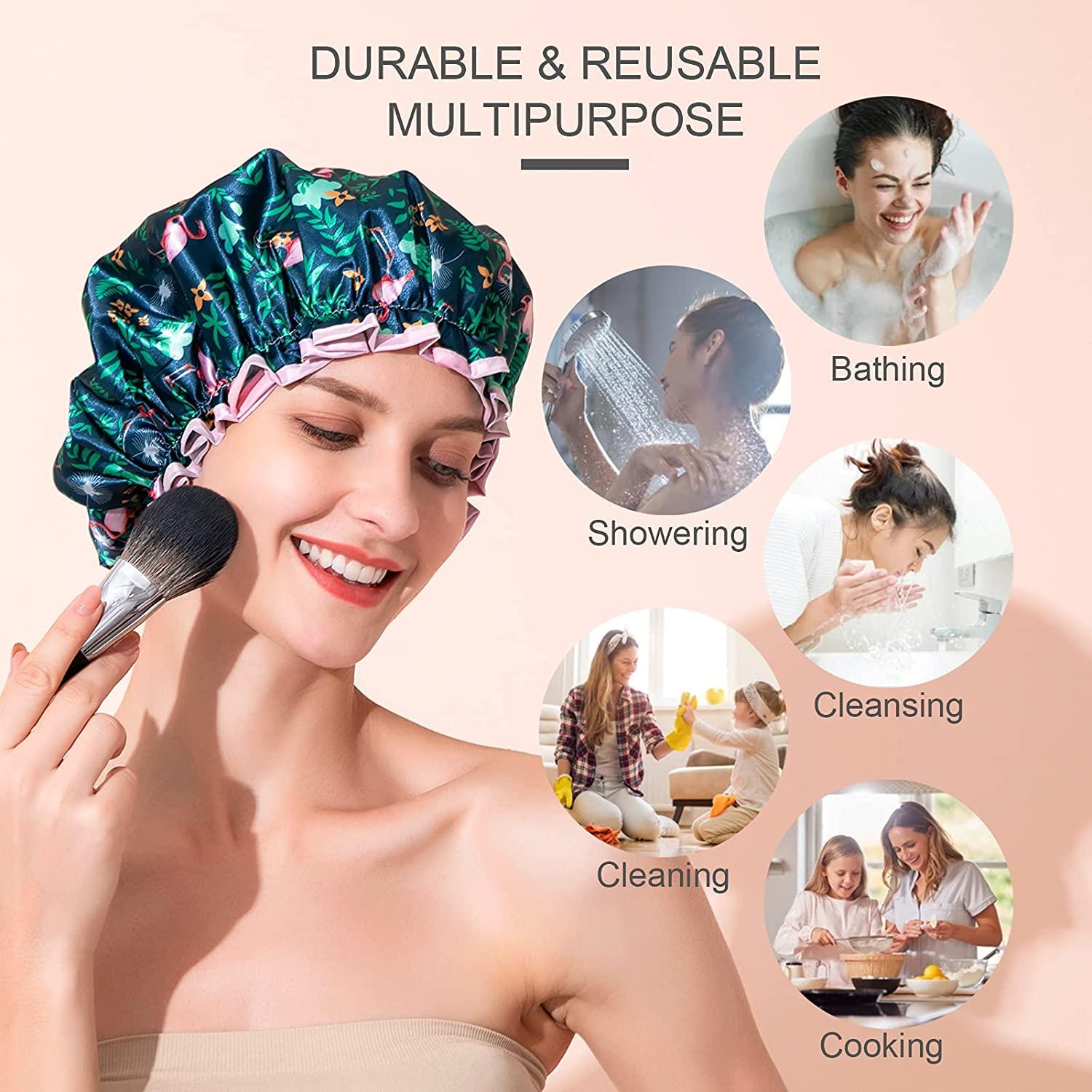Shower Cap, BEAUTAIL Reusable Bath Shower Caps for Women Long Hair
