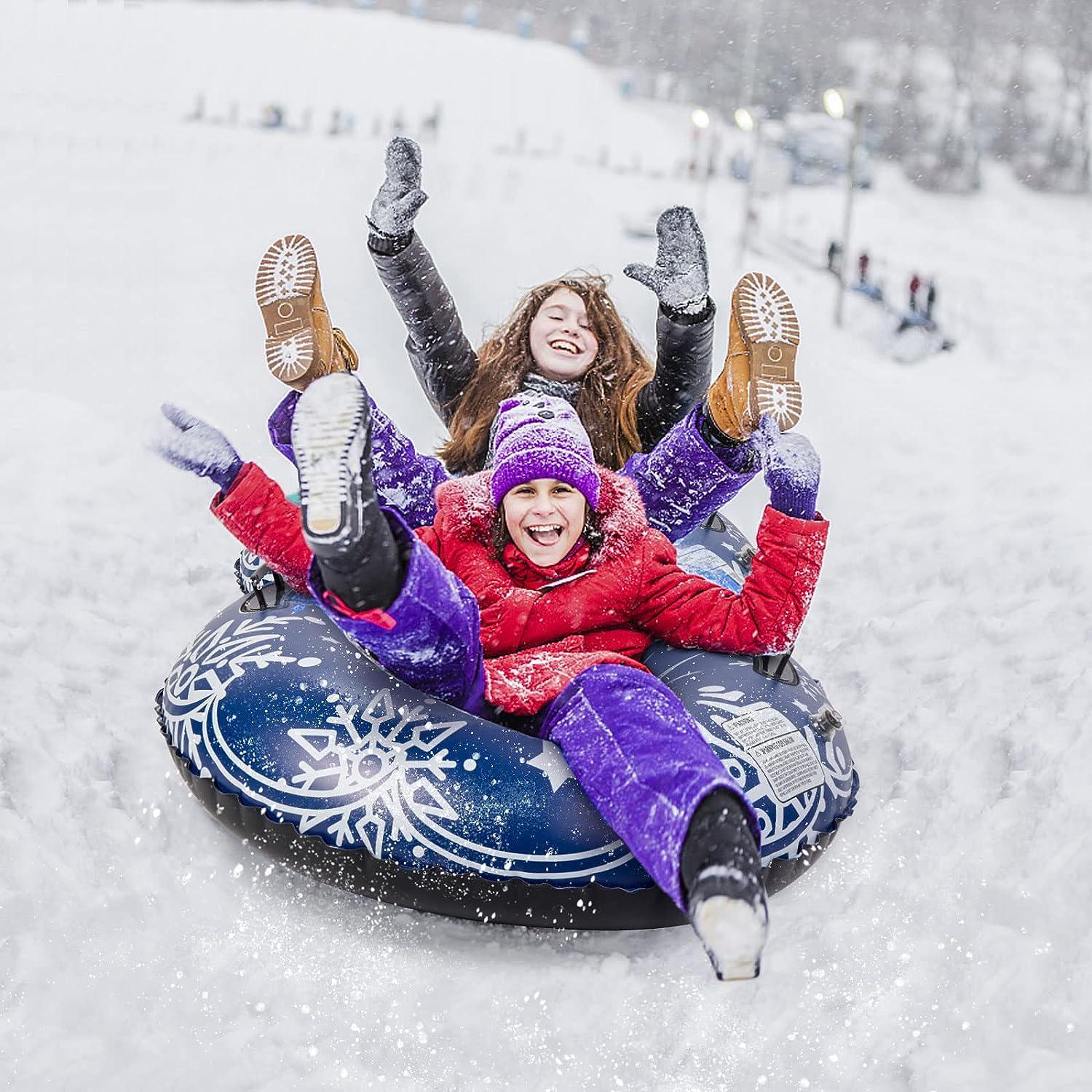 CALO 34 Heavy Duty Snow Tube Sled For Kids And Adults - Big Inflatable Snow Tube For Outdoor Sledding For Boys Girls Red And Blue - View #4