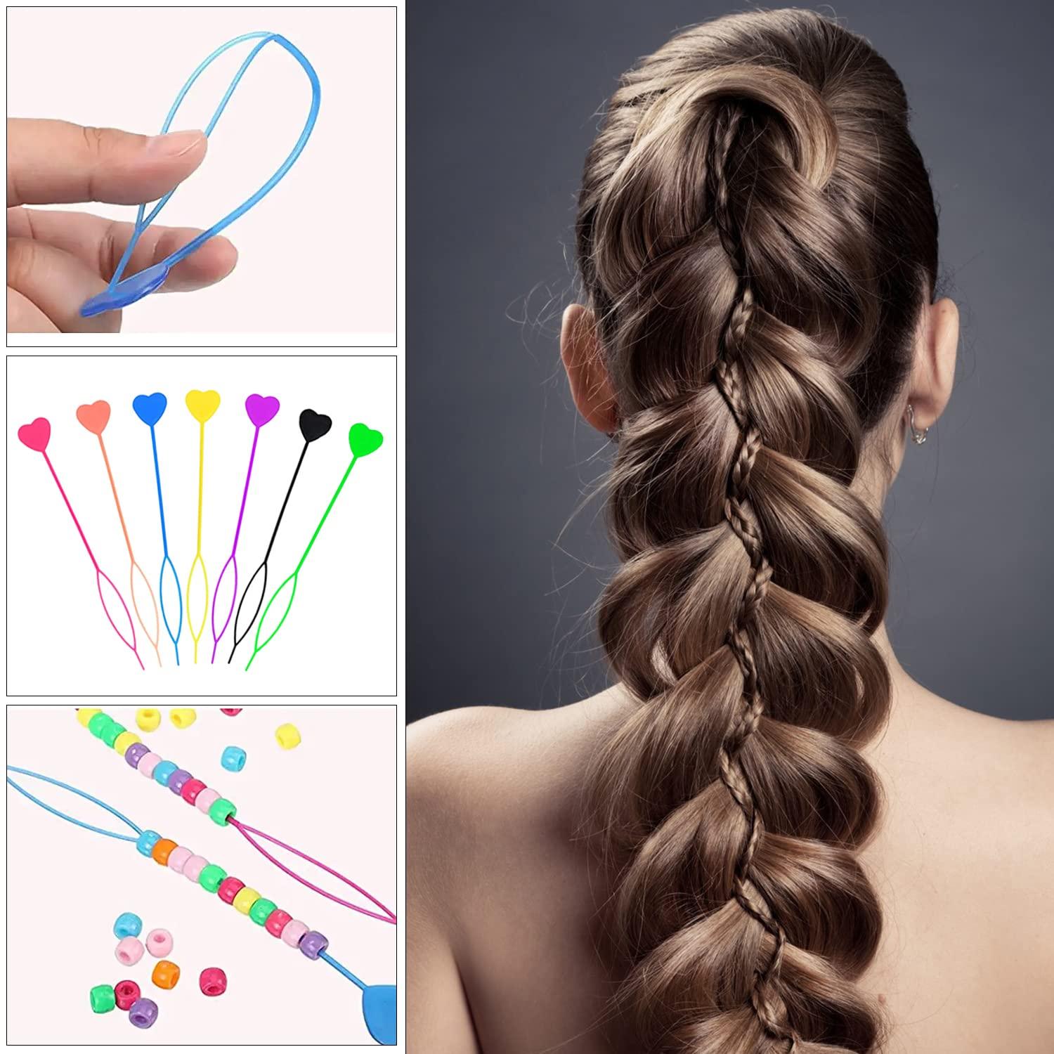 20 Pcs Quick Beader for Hair Braids Hair Beader Tools for Loading Beads on  Hair Braids Ponytail Maker Styling Tool Beader for Kids Girls and Women  with 200 Pcs Elastic Rubber Bands