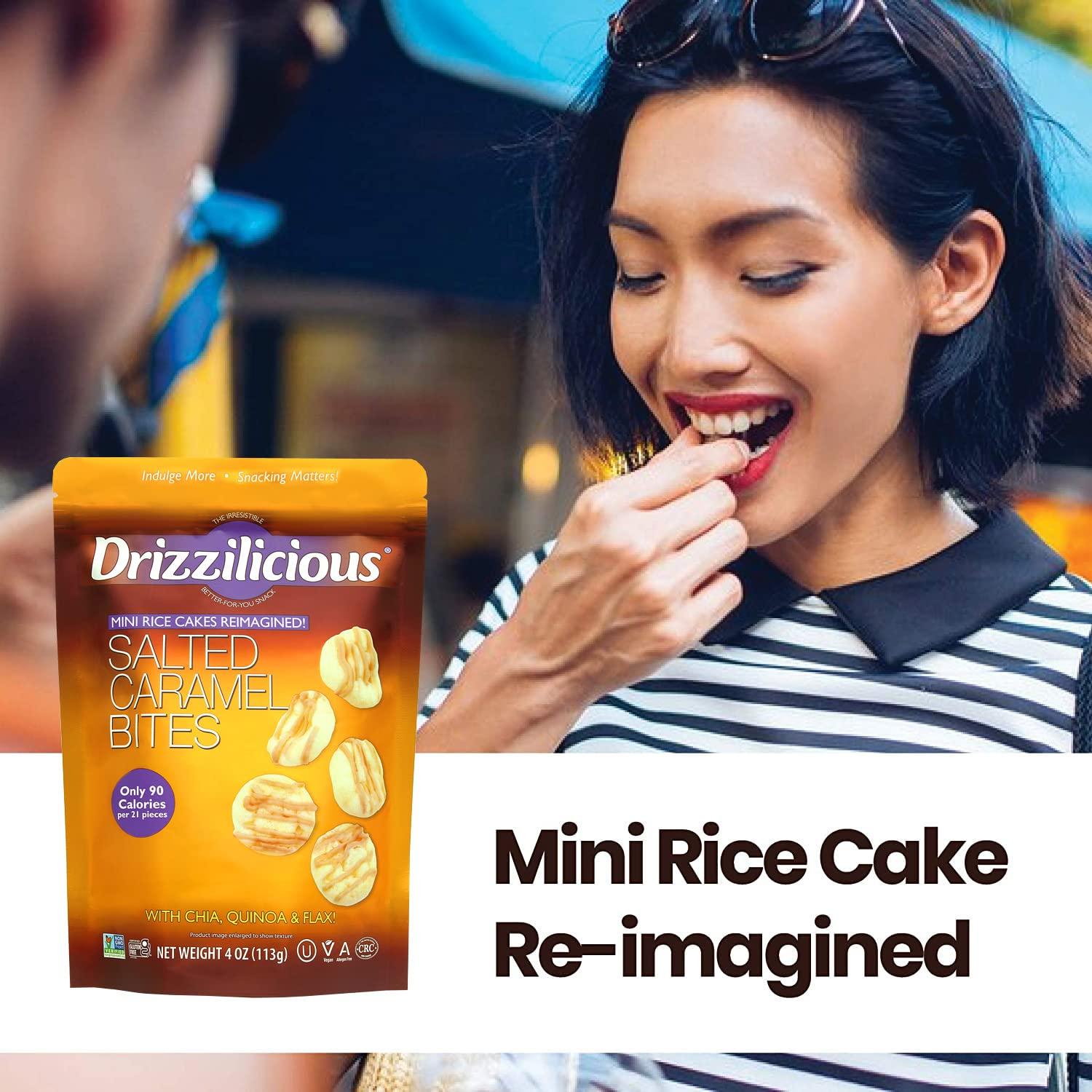 Drizzilicious Salted Caramel 10 Pack Mini Snack Chocolatey Rice Cakes