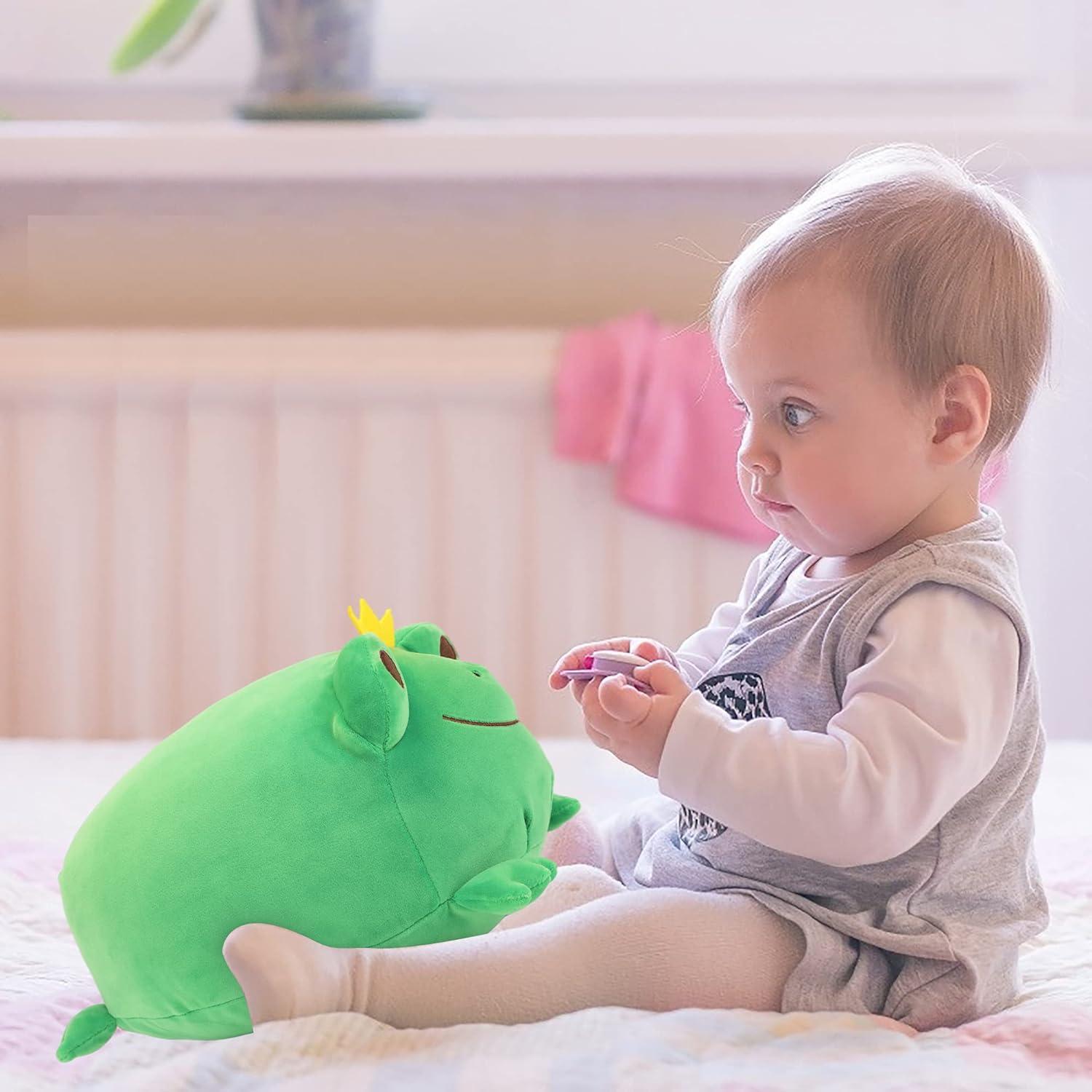 JUNERAIN Giant Frog Plush Soft Pillow Adorable Plush Frog Stuffed Animal  Cute Plushies Birthday for Kids Toddlers Boys Girls Unique Frog Stuffed Toy  Emerald Green 42cm
