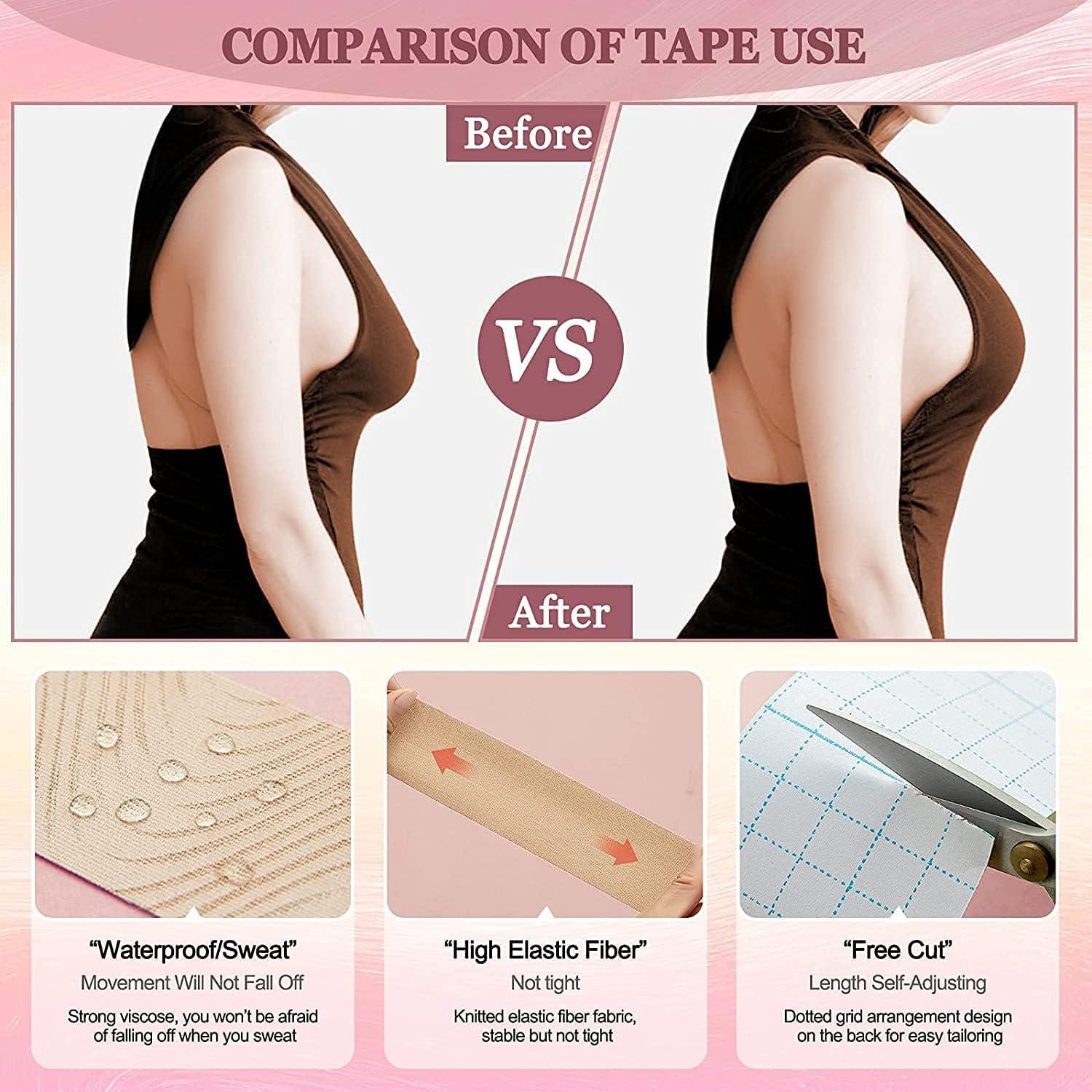 Boob Tape Skin Color (DIY Lift Boob Job Push up Breast) Kinesiology Tape  Body Tape Breast Tape Bra Tape Foot Tape Professional Grade Cloth and  Waterproof 5m x 5cm with 2 Pack