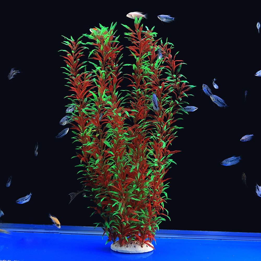 Alegi Large Aquarium Plants Artificial Plastic Fish Tank Plants Decoration  Ornaments Safe for All Fish 21 Inches Tall (21inchRed&Green)