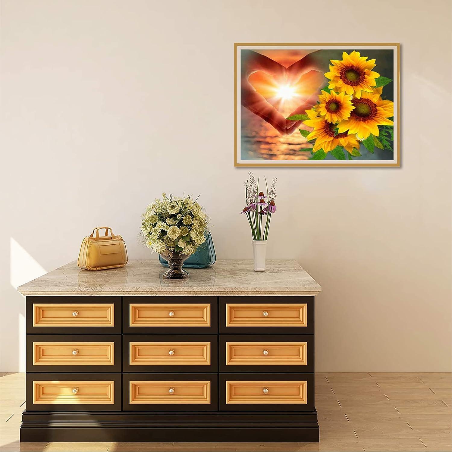 Diamond Painting Kits for Adults, 12X16 Inch DIY Cross Sunflower