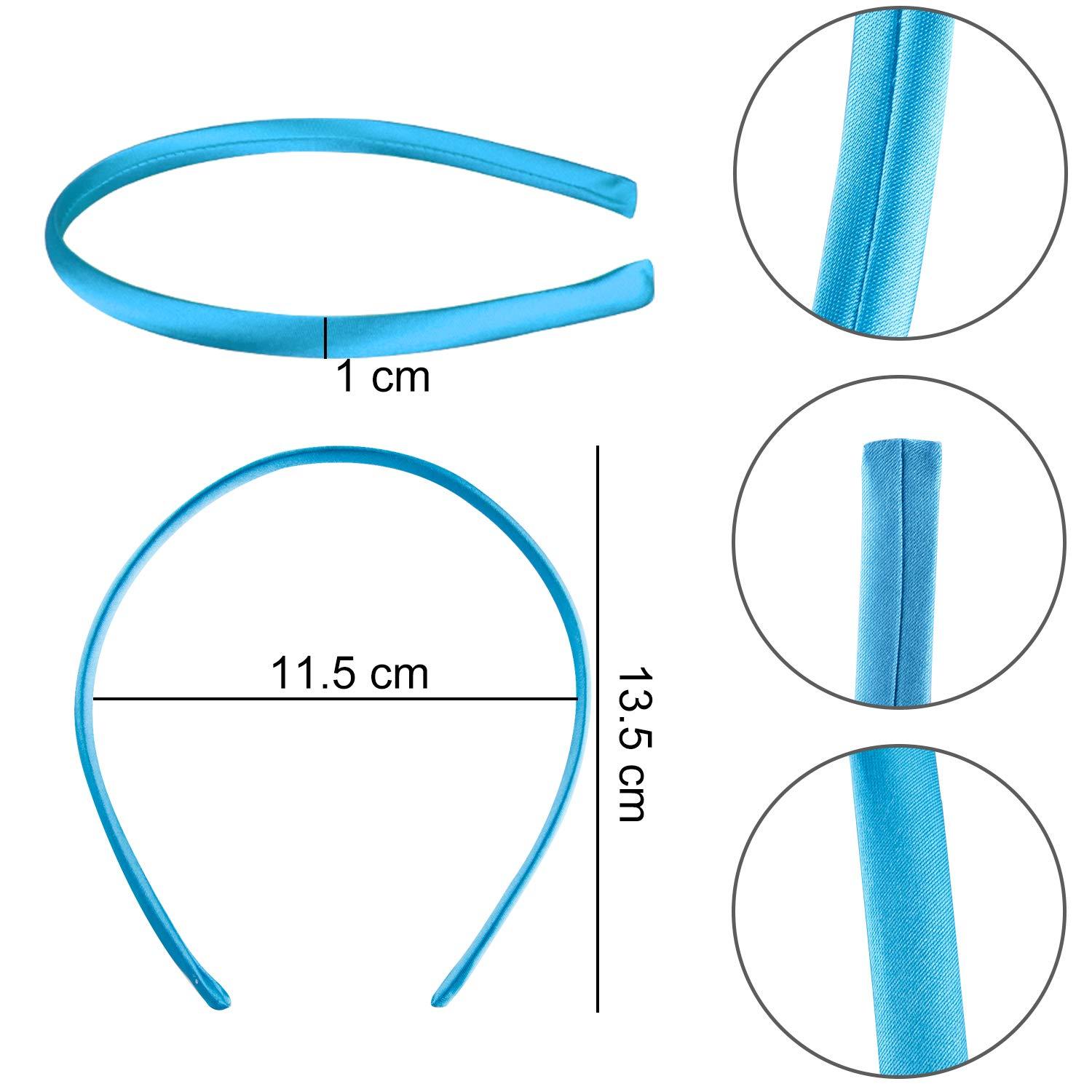 Duufin 50 Pieces Satin Headbands 1 Centimeter DIY Headband Colorful