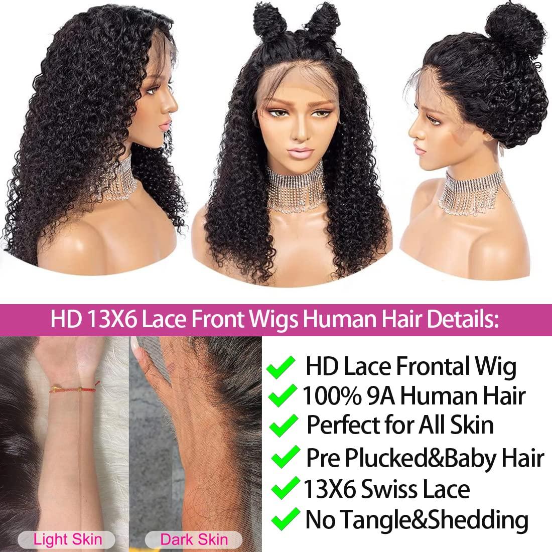 SYHGK 13x6 Deep Wave Lace Front Wigs Human Hair Wigs HD