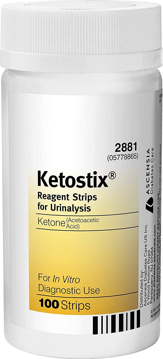 Ketostix Reagent Strips for Urinalysis, Measure Ketone Levels, 100