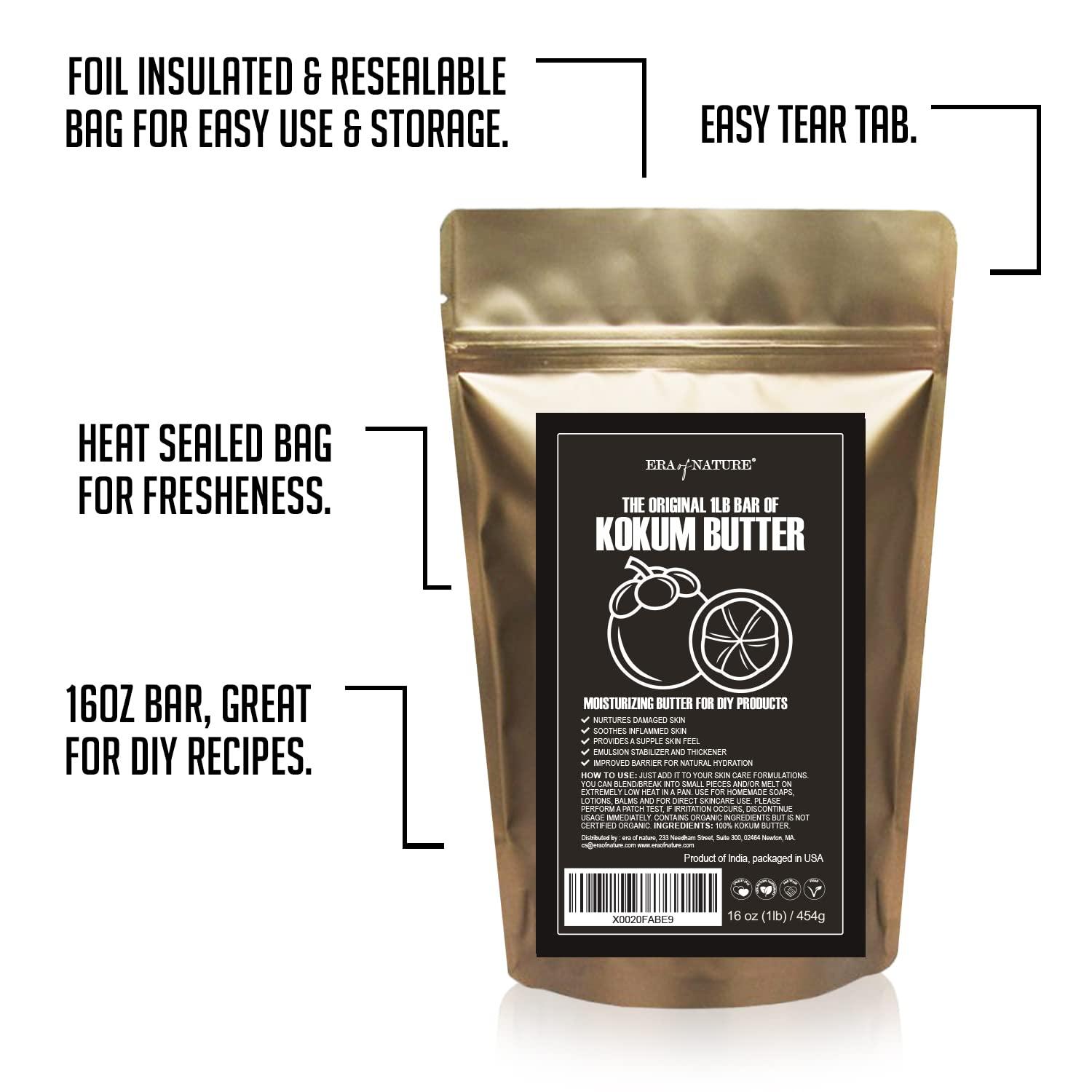 era of nature Pure Kokum Butter Bar Unscented Kokum Block Use as Body