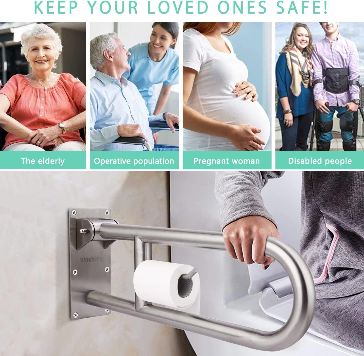 Stainless Toilet Safety Rails & Grab Bars for Elderly & Disabled
