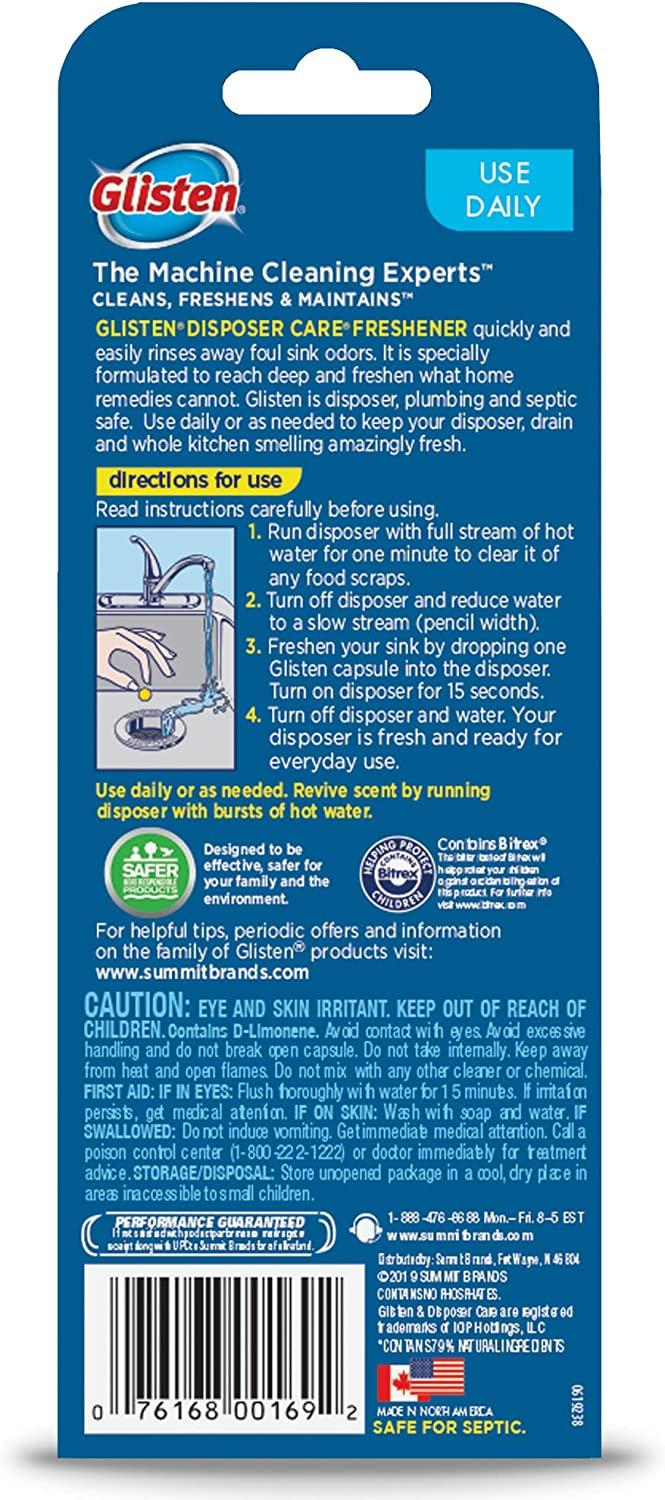 Glisten Disposer Care Freshener 10 Uses Eliminate Odors and Keep