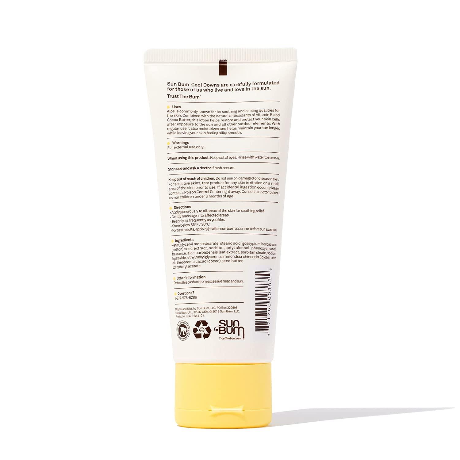 Sun Bum Cool Down Aloe Vera Lotion Vegan and Hypoallergenic After Sun Care with Cocoa Butter