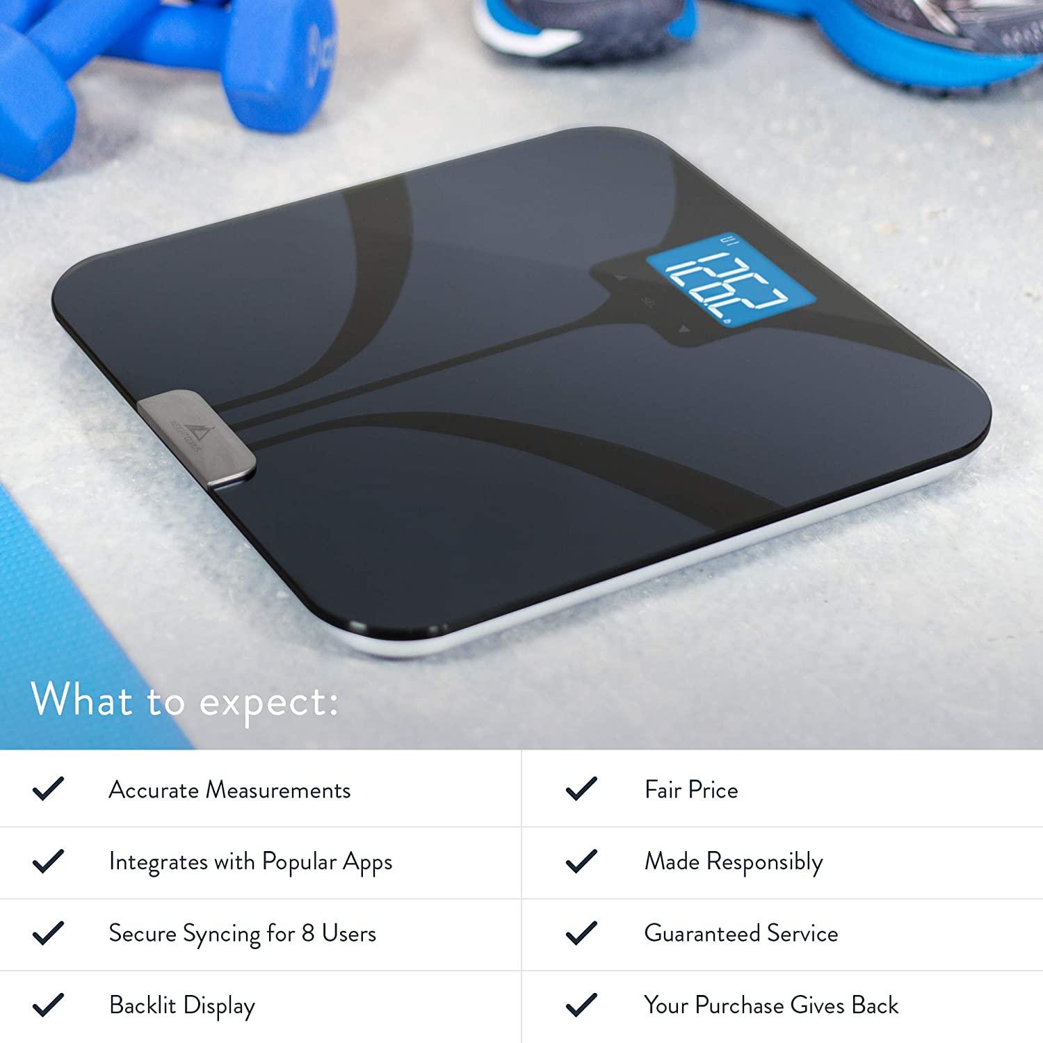 Greater Goods Bluetooth Connected Bathroom Smart Scale, Measures