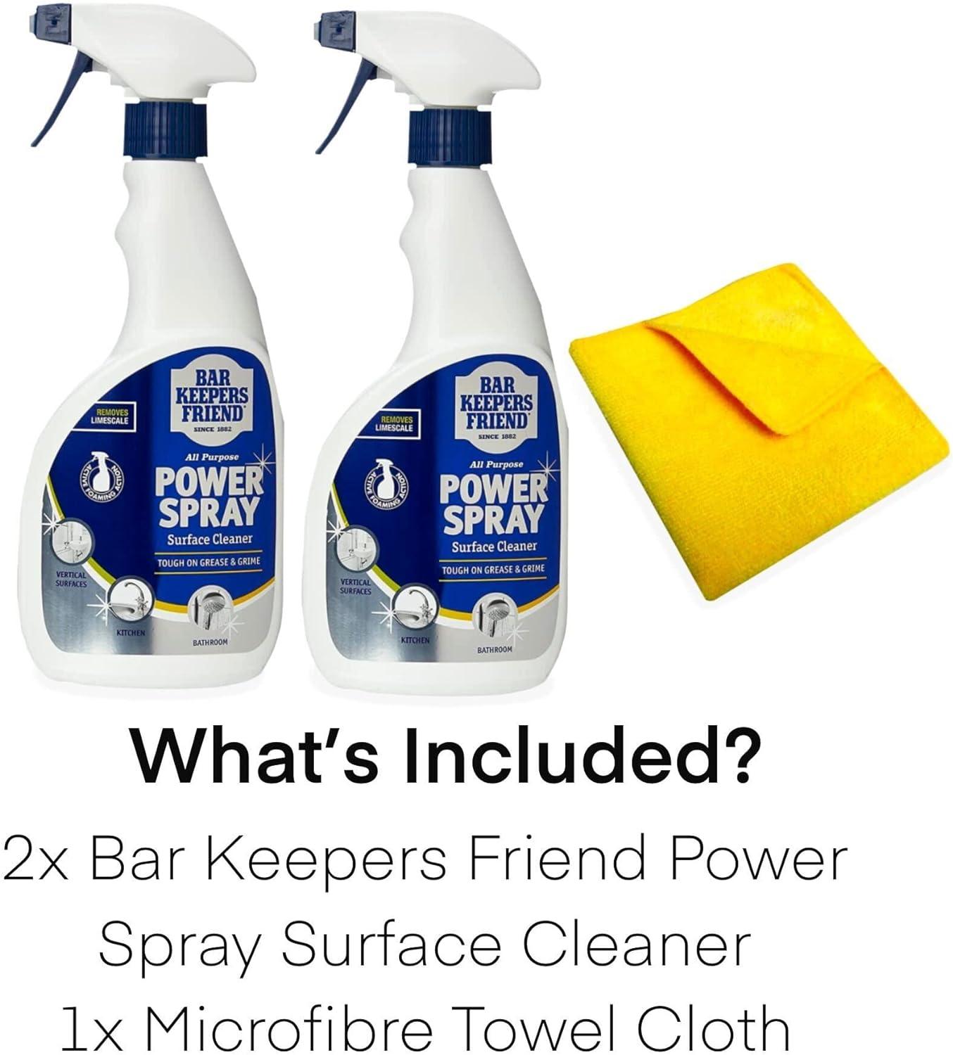 Bar Keepers Friend Stain Remover Power Spray x 2 and a Cleaning Cloth