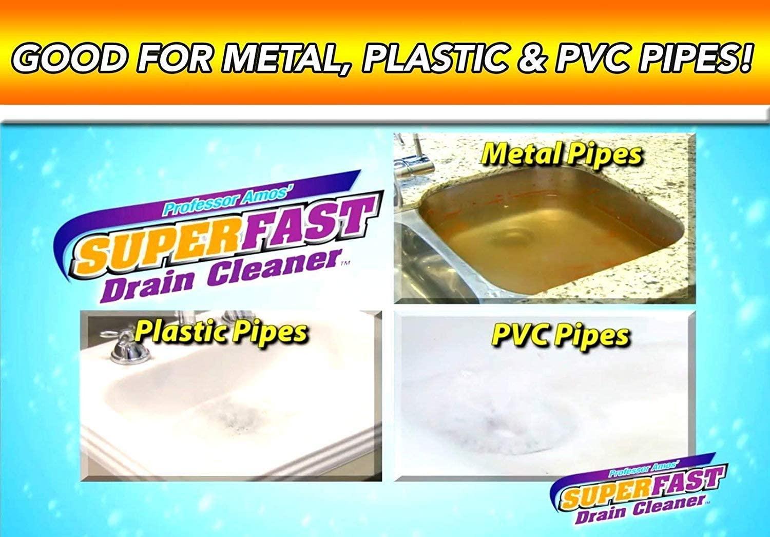 Professor Amos' Superfast Drain Cleaner 2 Pack Dissolve Hair, Grease