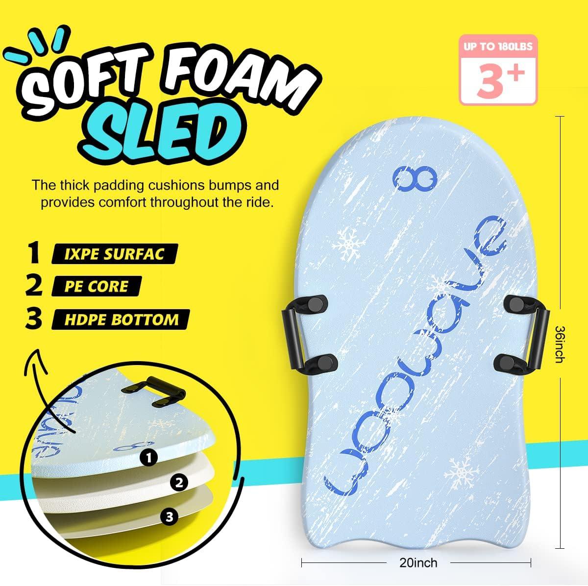 WOOWAVE Foam Sleds for Kids Super Lightweight 36 inch Snow Sled