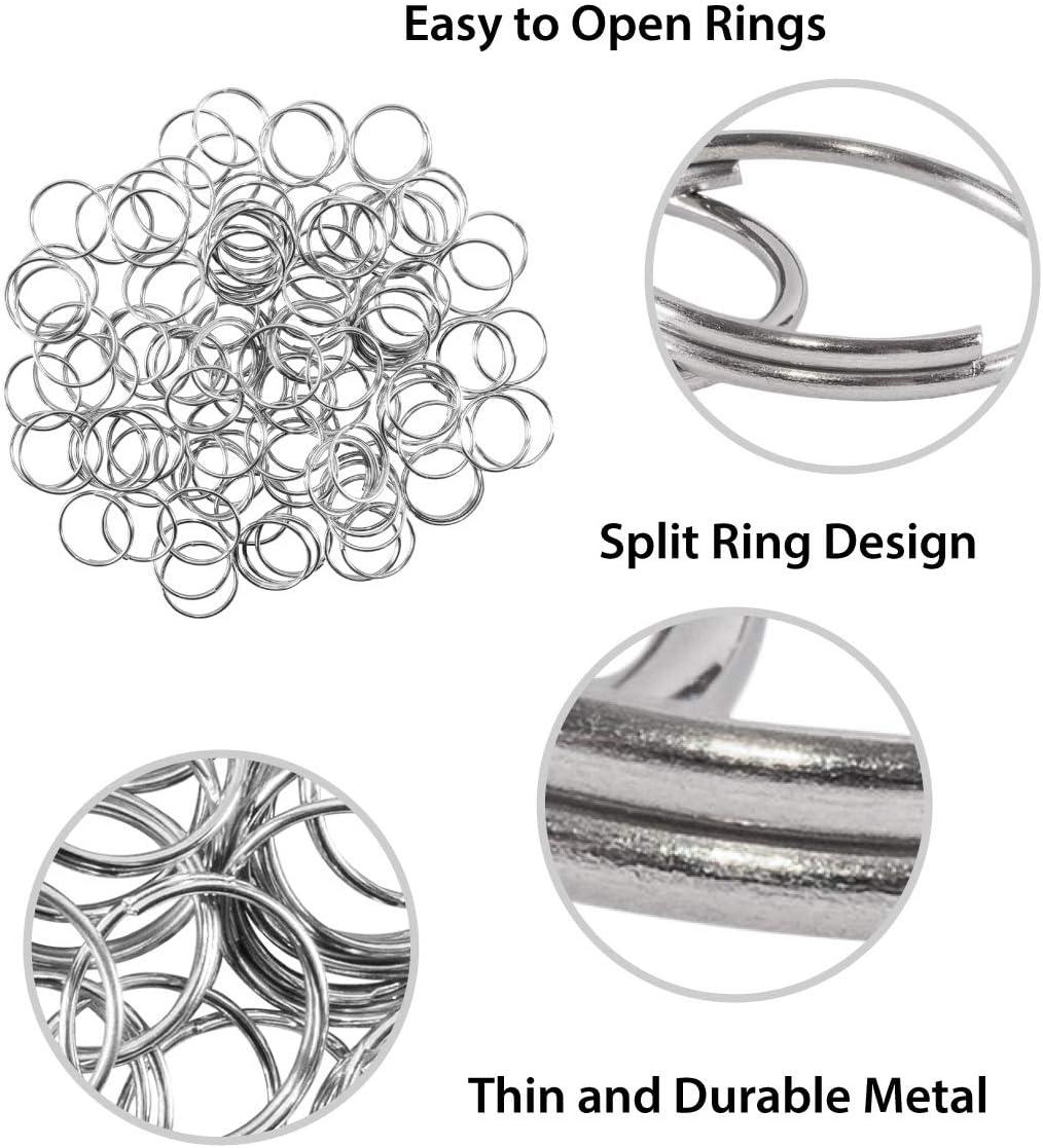 100 Pcs Split Ring Small Key Rings Bulk Split Keychain Rings DIY Craft Metal  Keychain Connector Accessories (12mm)
