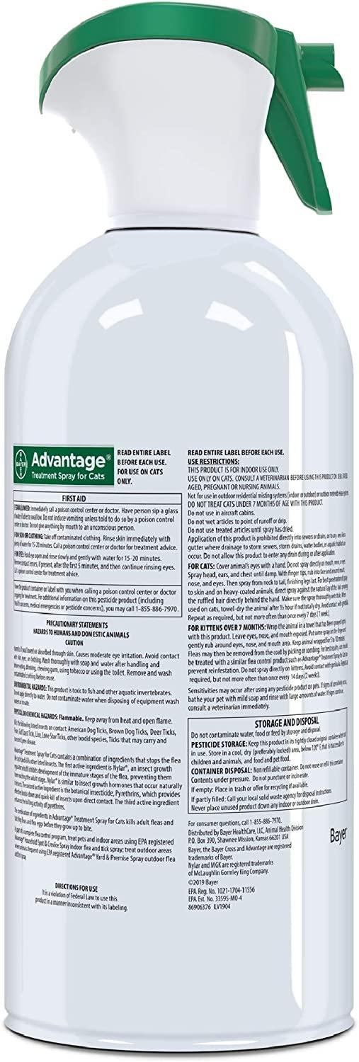 Advantage Flea and Tick Treatment Spray for Cats, 8 oz