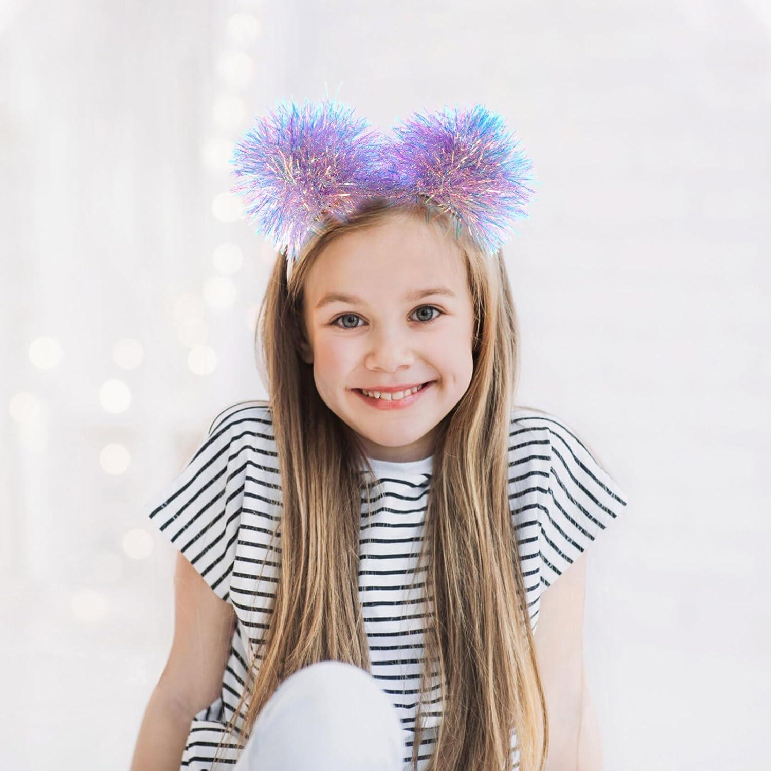 WLLHYF Foil Strips Pom Pom Headband Tinsel