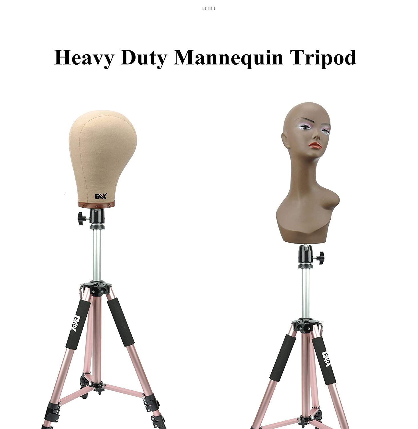 GEX 55 Mannequin Tripod Stand Canvas Block Training Doll Manikin Head Wig  Sta