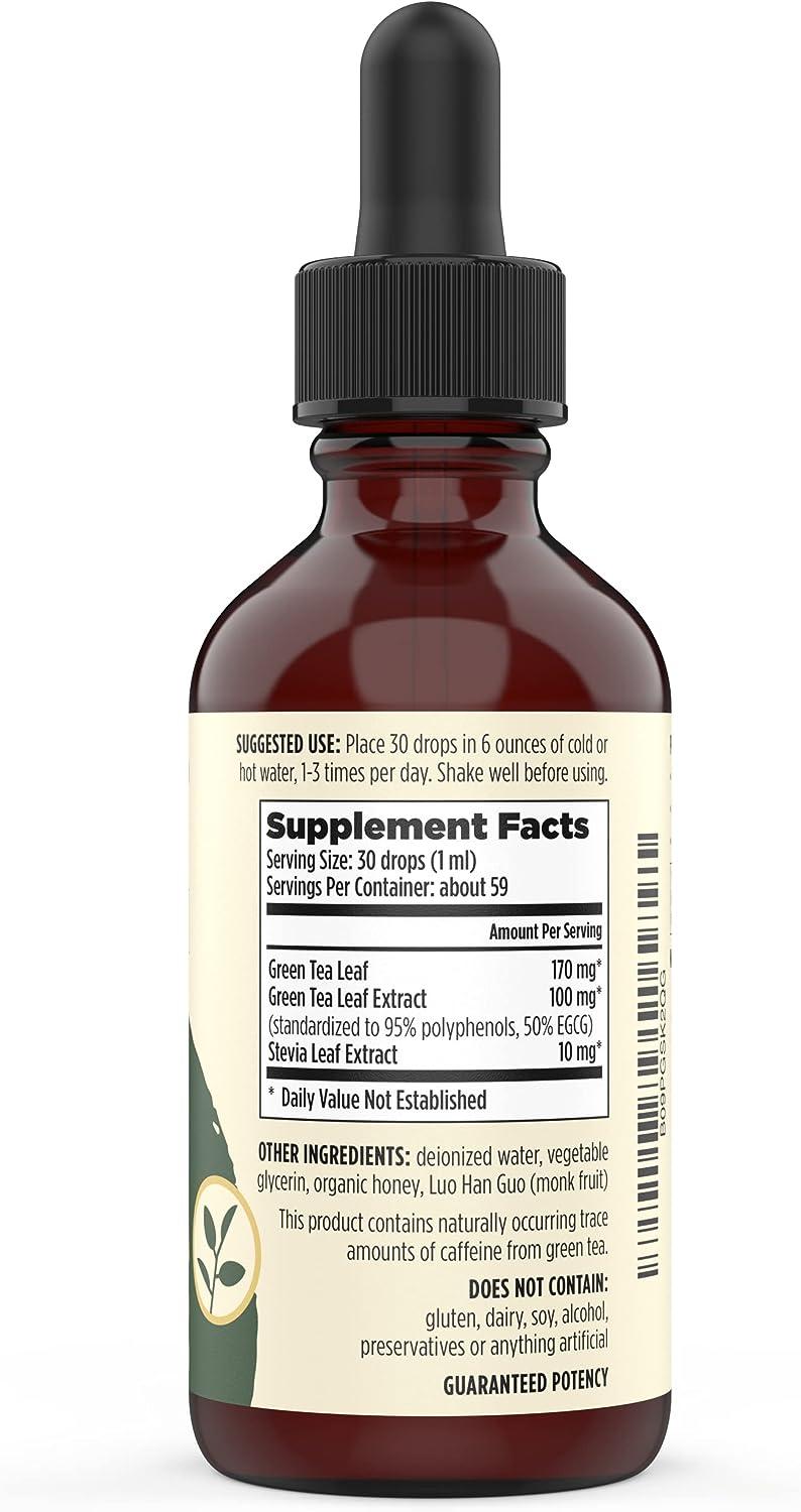 Organic Green Tea Liquid Extract Drops - Immune Support Supplement with ...