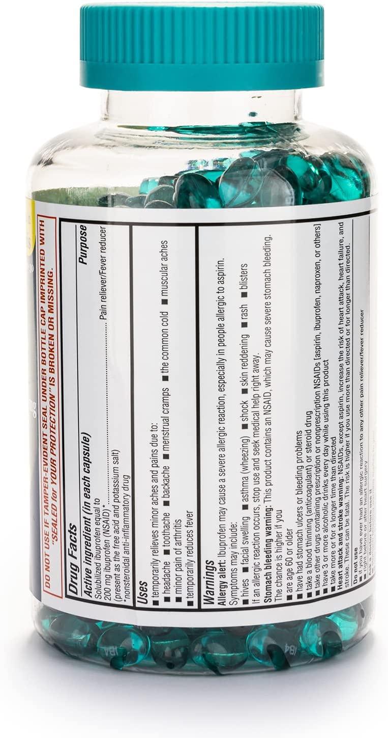 A+ Health Mini Ibuprofen 200 Mg Softgels, Pain Reliever/Fever Reducer (NSAID), Made in USA, 500