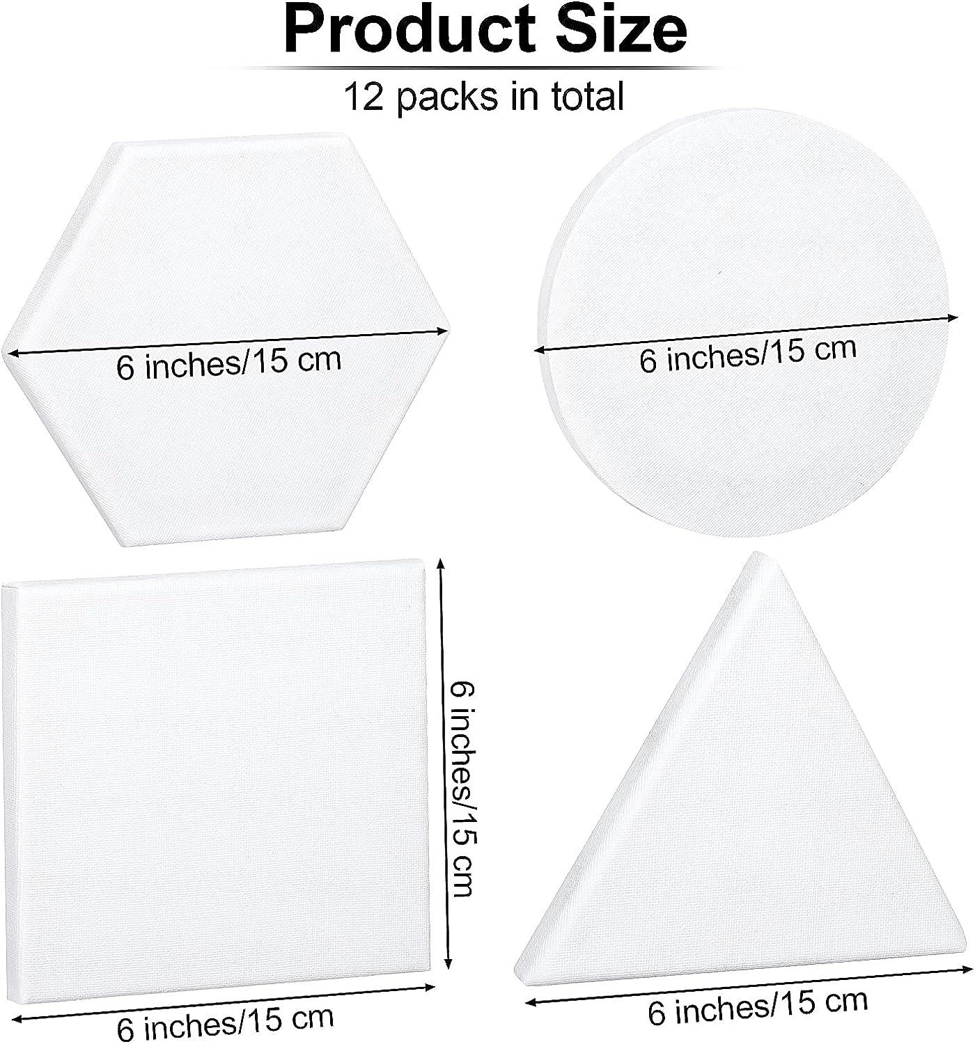 12 Pieces Stretched Canvas Side Length Blank Canvas Triangle Square Hexagon  Shape Fabric Painting Canvas Panels Canvas Boards Art Supplies for Painting  Acrylic Pouring Artist Hobby Painters (6 Inch)