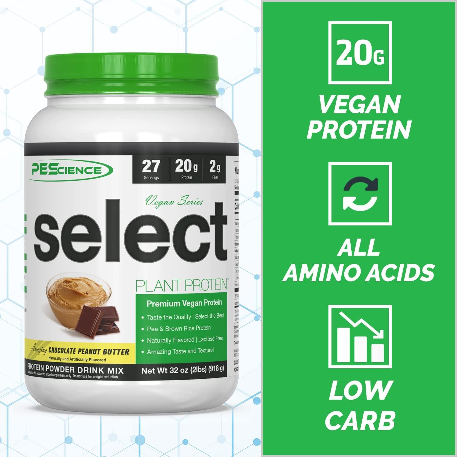 PEScience Select Vegan Chocolate Peanut Butter Protein Powder - 27 ...