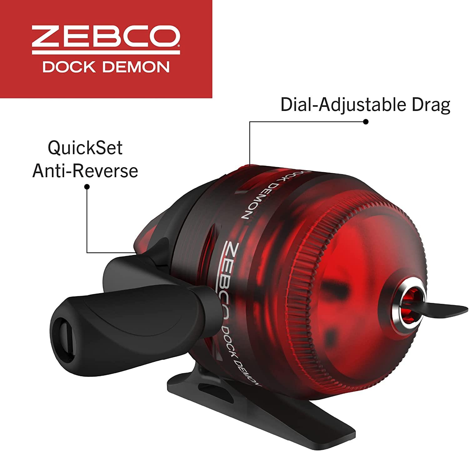 Zebco Dock Demon Spinning Reel or Spincast Reel and Fishing Rod Combo  30-Inch Durable Fiberglass Rod QuickSet Anti-Reverse Fishing Reel Spincast  Reel - Red