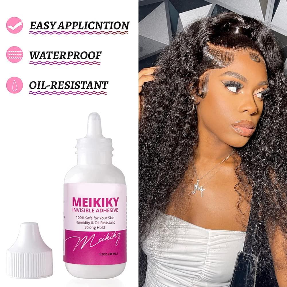 Wig Glue for Front Lace Wig Lace Glue Waterproof Super Hold Meikiky  Invisible Adhesive for Wigs and Hair Systems Easy to Apply Fast Drying  Strong Hold Perspiration Resistant (1.3oz)