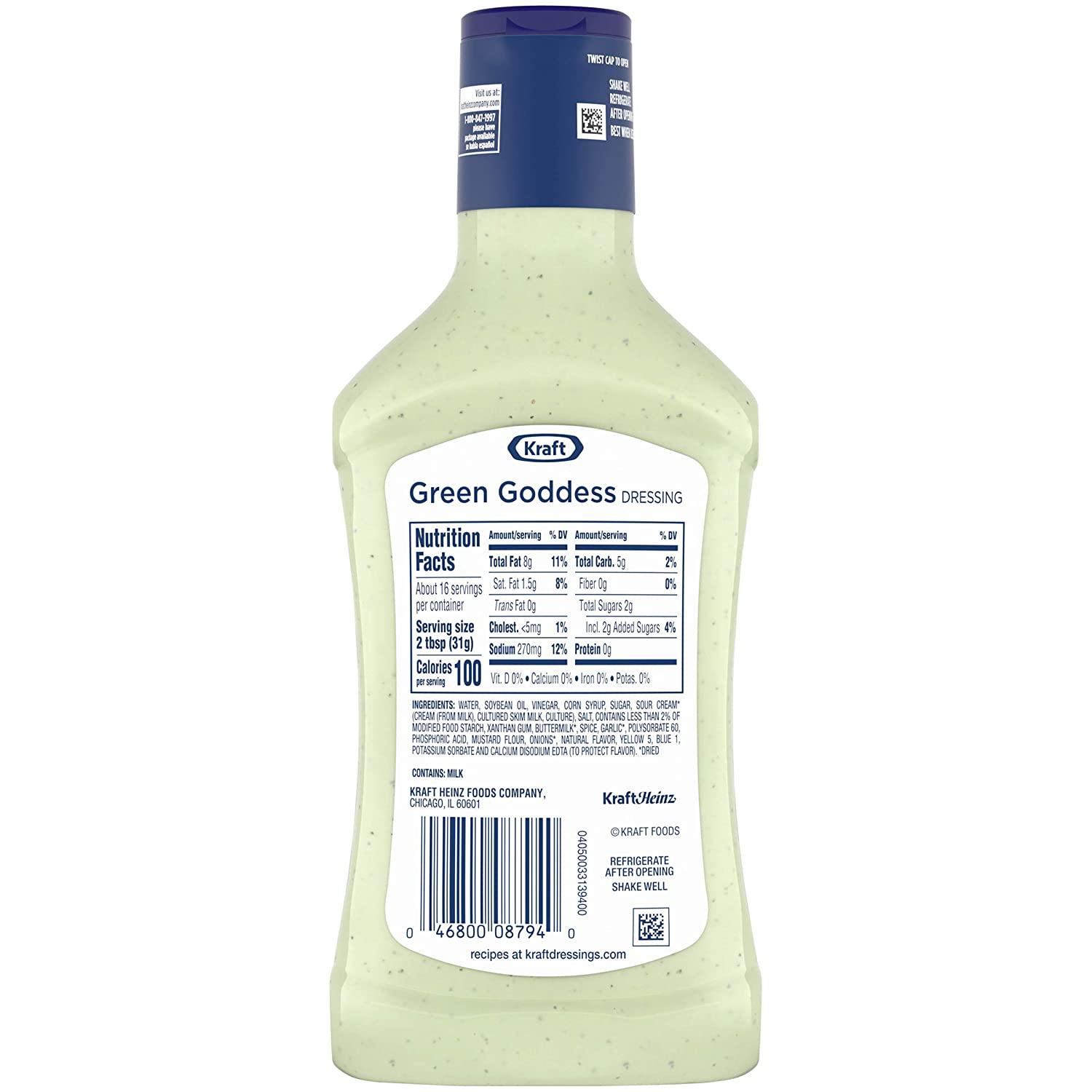 Kraft Green Goddess Salad Dressing (6 ct Pack, 16 fl oz Bottles) Green
