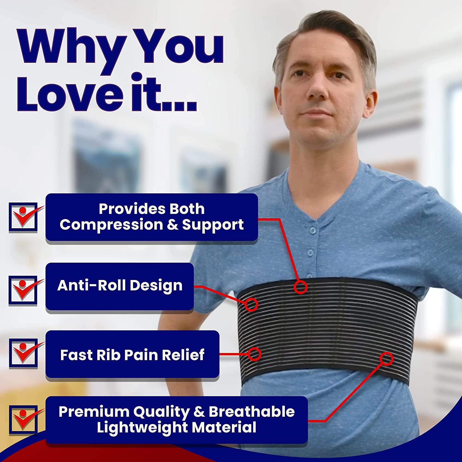 Chest Binder Rib Brace – Rib Belt to Reduce Rib Cage Pain. Chest  Compression Support for Rib Muscle Injuries, Bruised Ribs or Rib Flare.  Breathable Chest Wrap Breast Binder for Women or