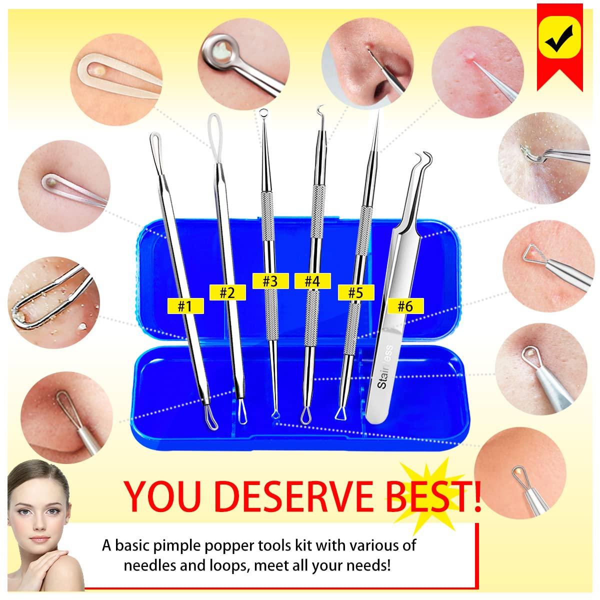 6Piece Blackhead Remover Tool Kit with Case Professional Acne