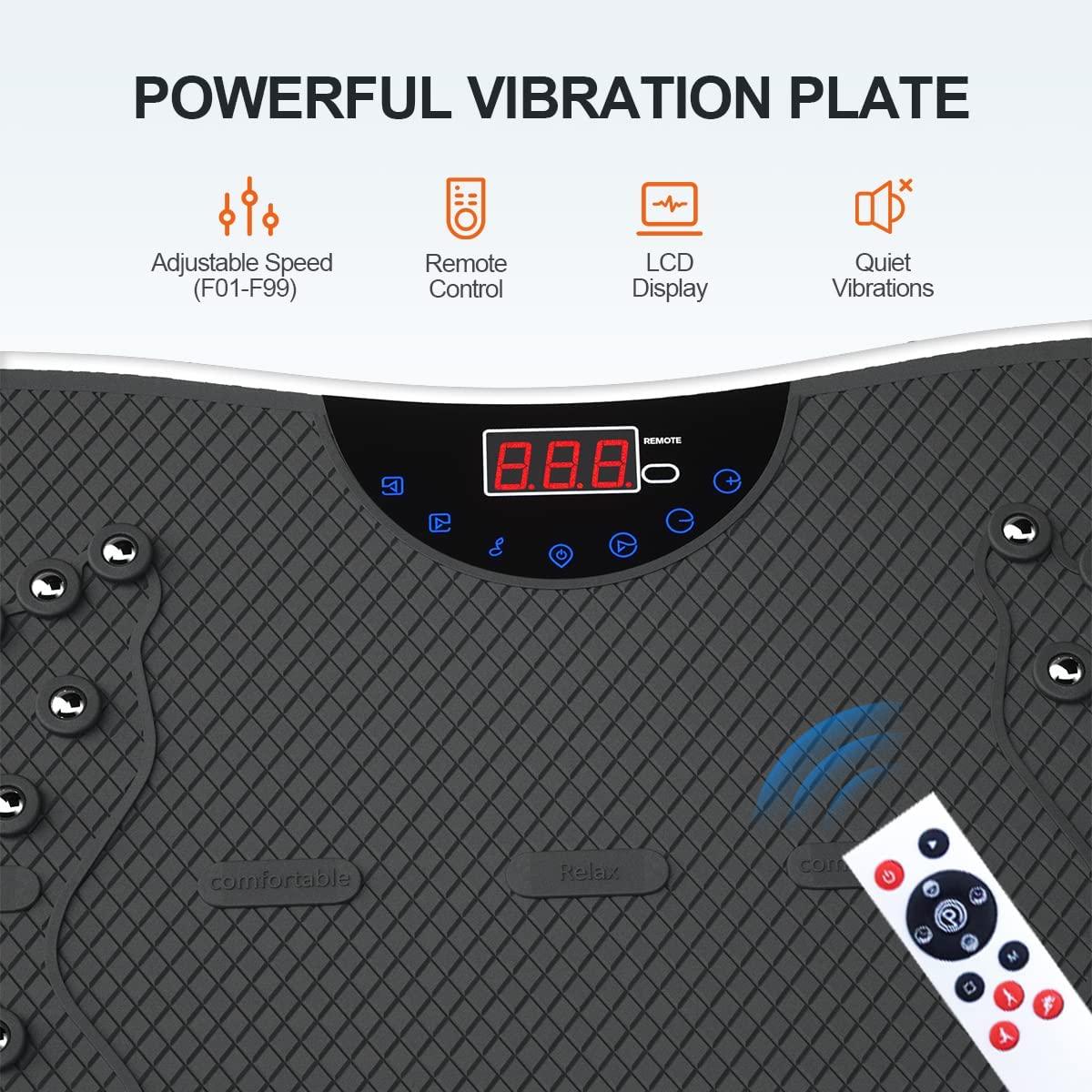 TODO Vibration Plate Exercise Machine Whole Body Vibration Machine for  Relieving Muscle Tightness Remote Control3 Resistance LoopsResistance Bands  black white