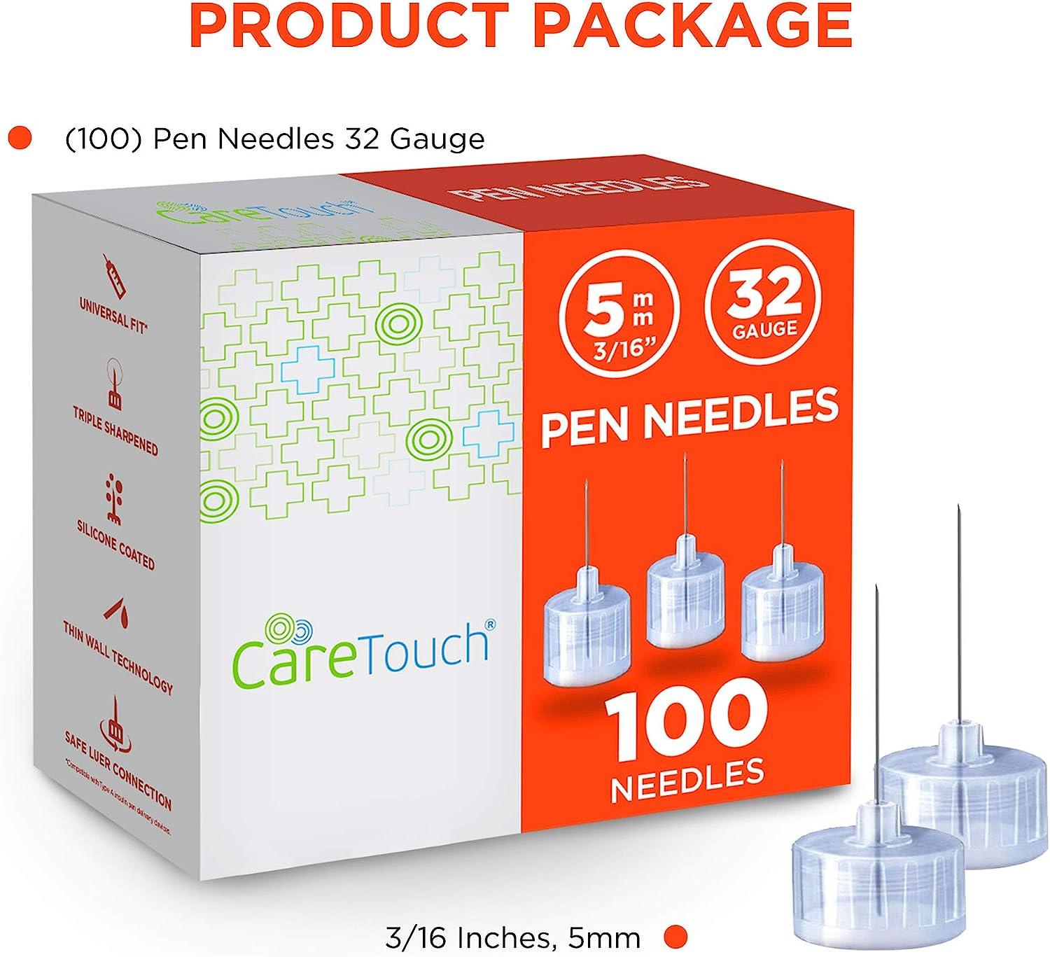 Care Touch CTPN32532 Insulin Pen Needles 32g 4mm Ultra Fine, 32
