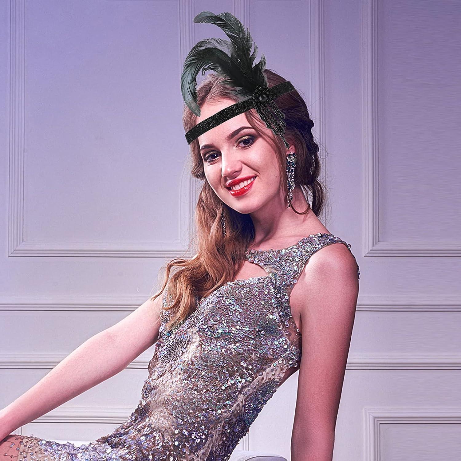 1920s Flapper Headband - Black Feather Headpiece with Rhinestone Bling for  Women & Girls | Gatsby Theme Party Hair Accessory | Buy Now with Express  International Delivery | GoSupps.com