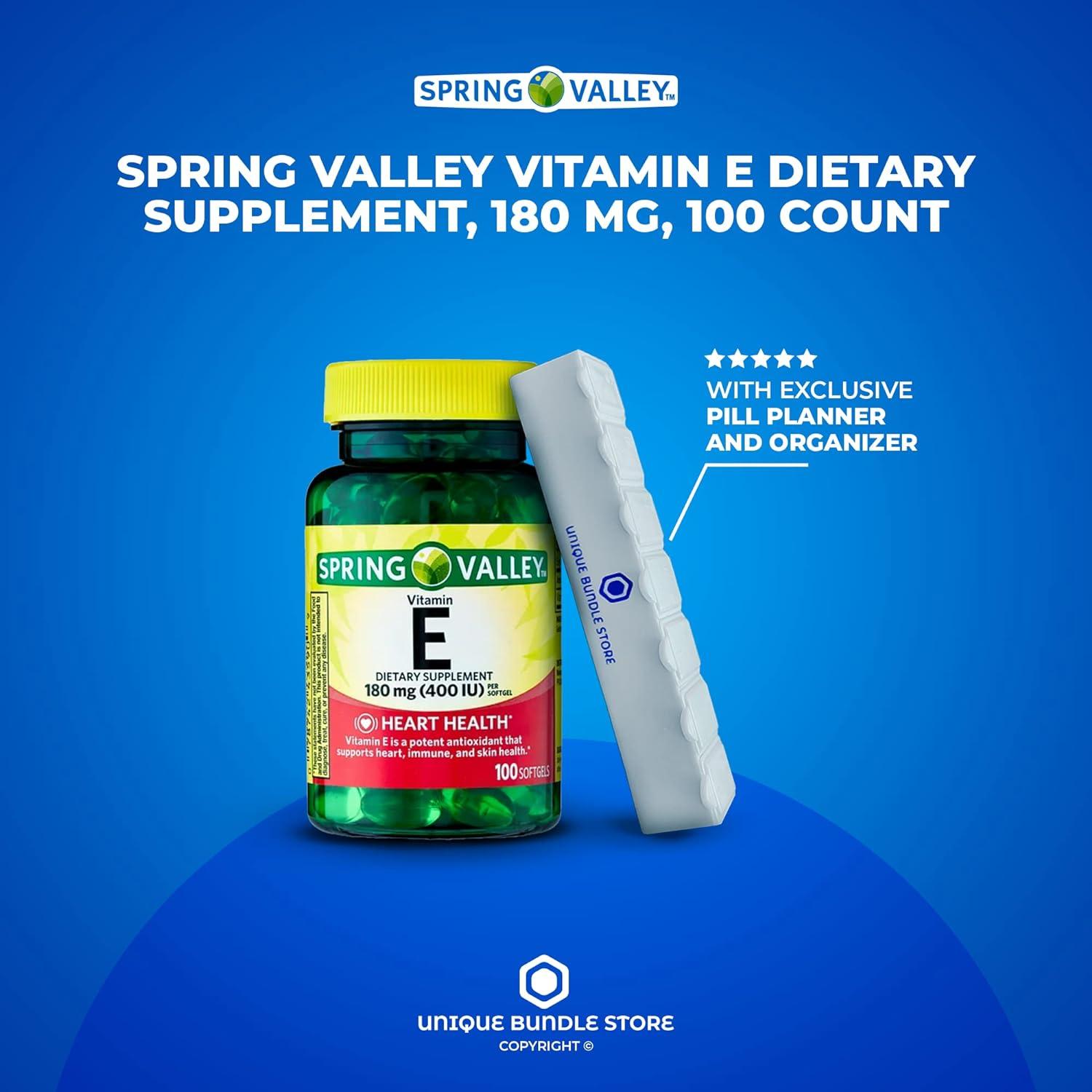 Spring Valley Vitamin E 400 IU Softgels 100 Count + 7 Day Pill